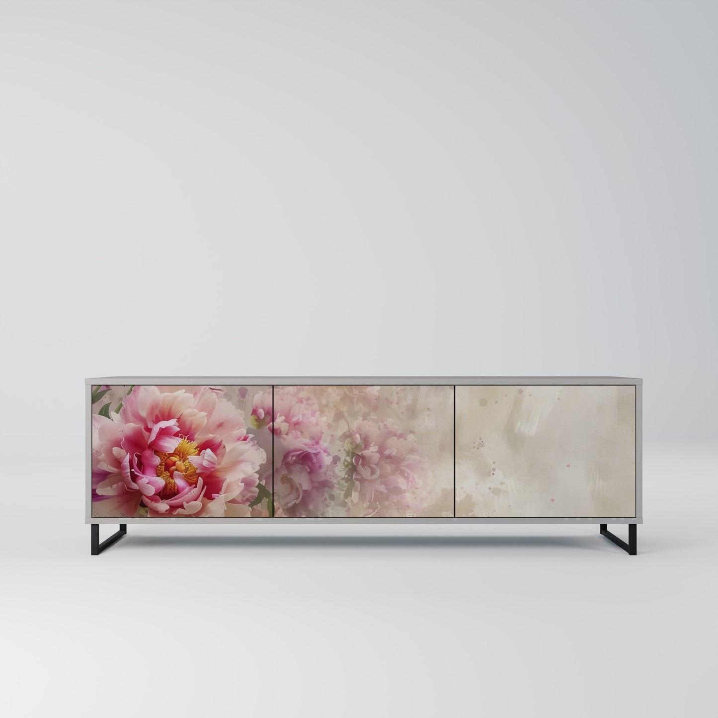 PEONY WHISPER 3-Door TV Stand in Grey Finish