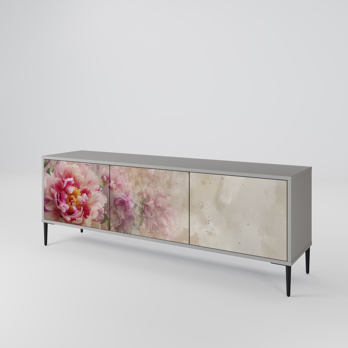 PEONY WHISPER 3-Door TV Stand in Grey Finish