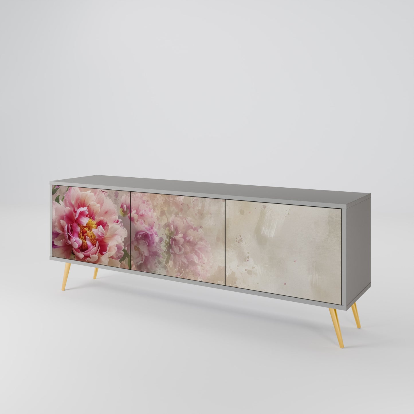 PEONY WHISPER 3-Door TV Stand in Grey Finish