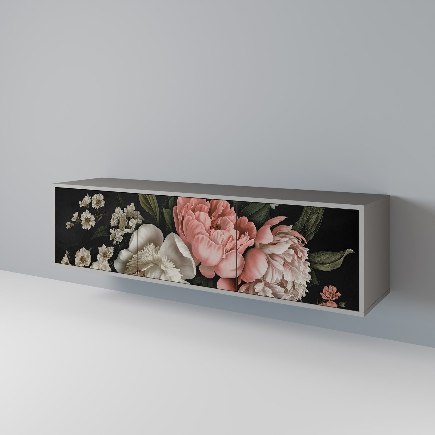 LUSH ELEGANCE 3-dörrars TV-bänk i grå finish