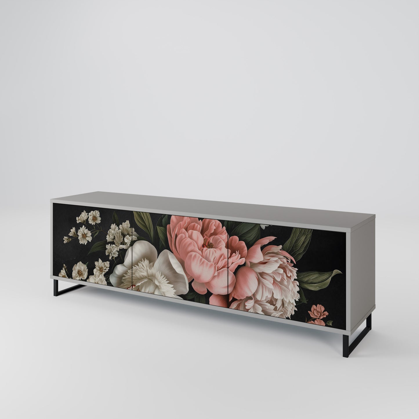 LUSH ELEGANCE 3-dörrars TV-bänk i grå finish