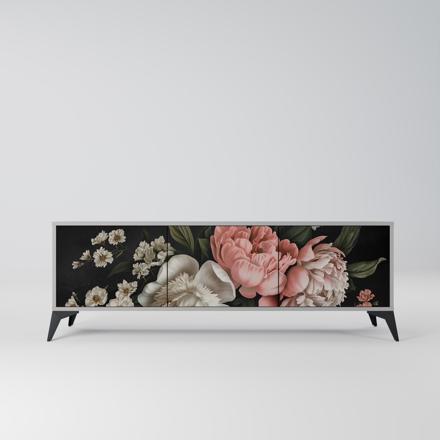 LUSH ELEGANCE 3-dörrars TV-bänk i grå finish