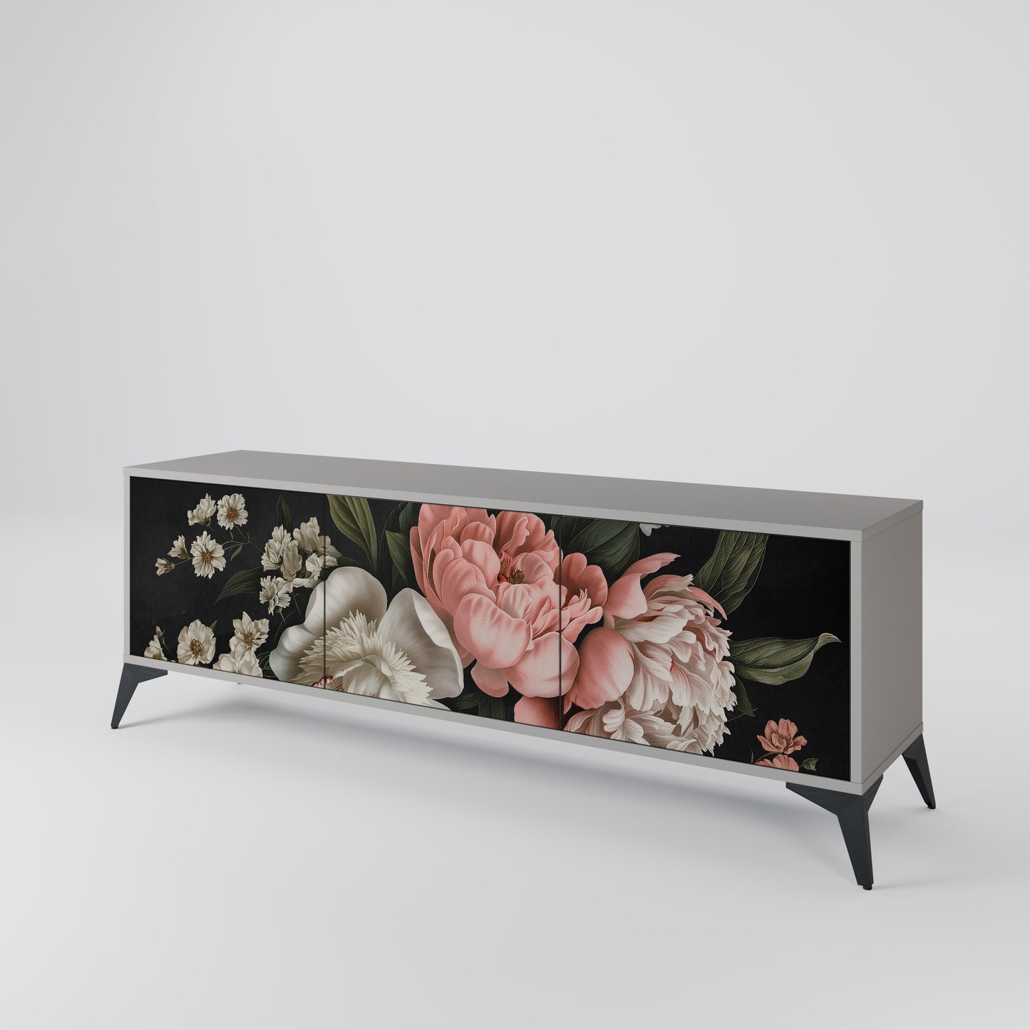LUSH ELEGANCE 3-dörrars TV-bänk i grå finish