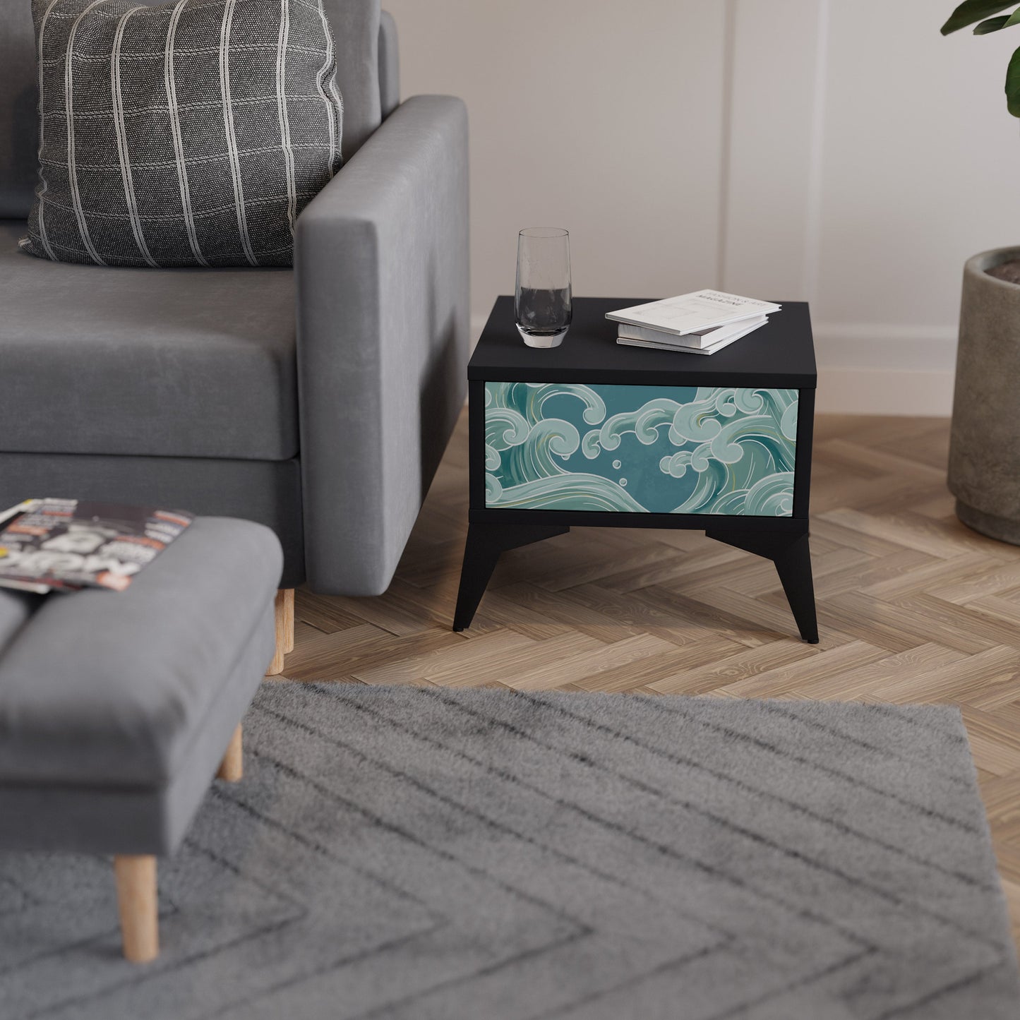 ASIAN SWAY nattduksbord i svart finish