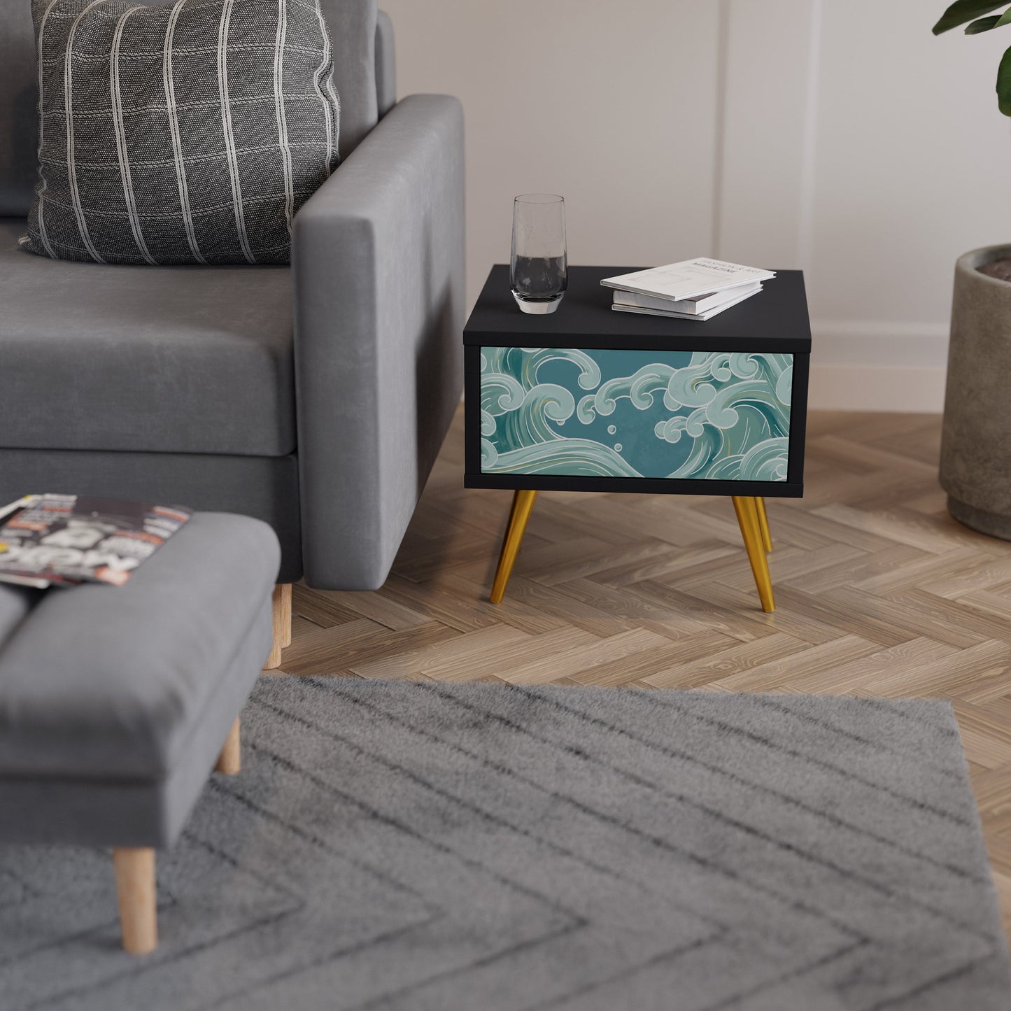 ASIAN SWAY nattduksbord i svart finish