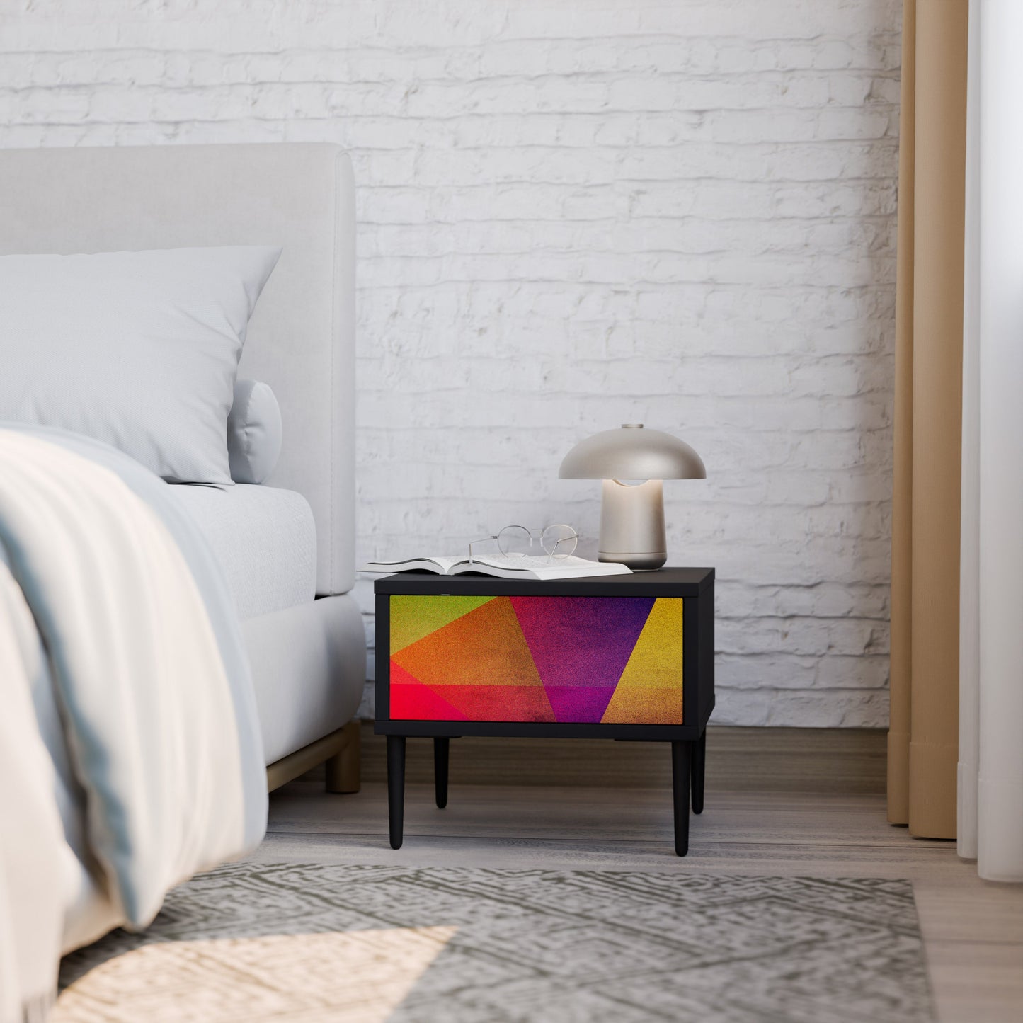 VIVID GEOMETRIE Nattduksbord i svart finish