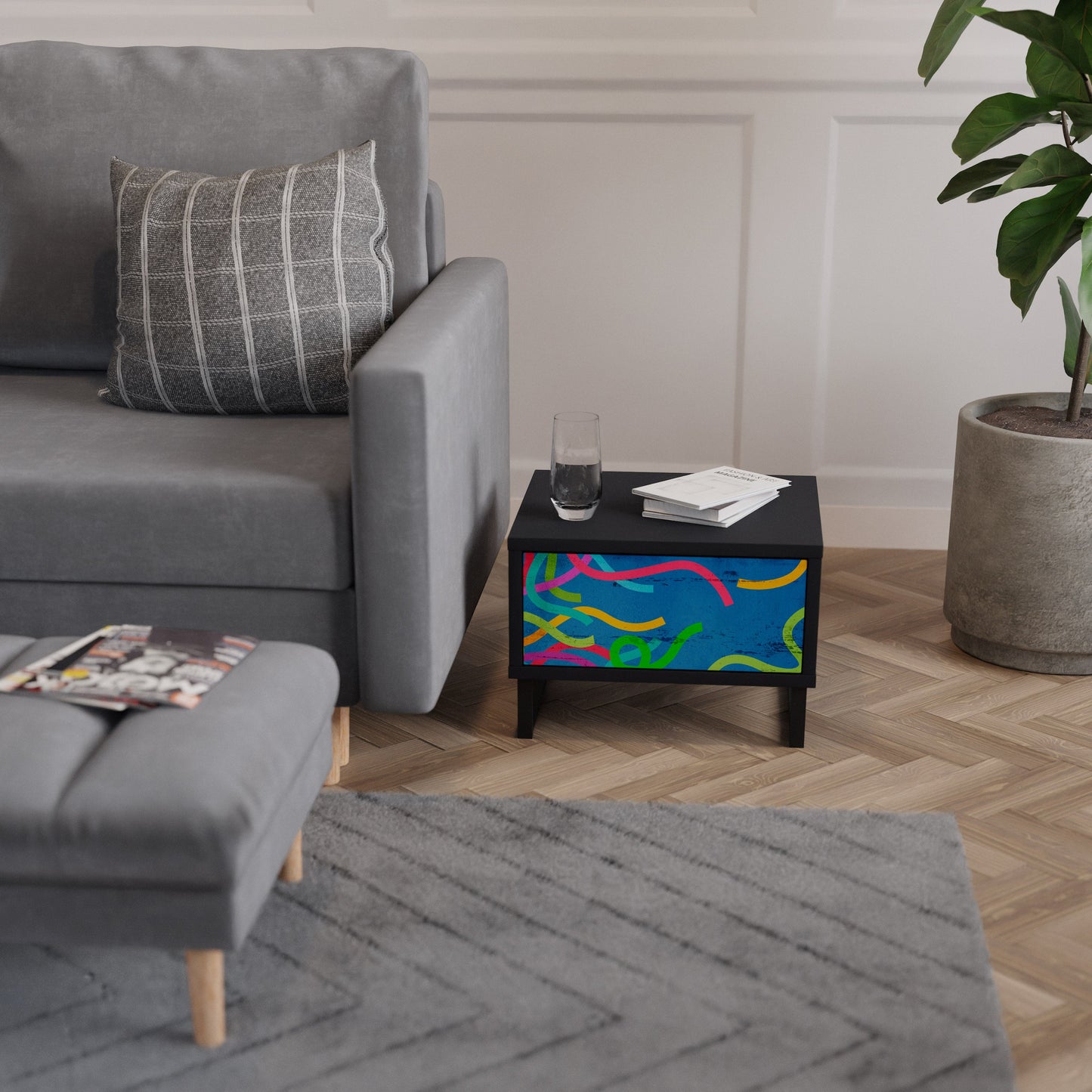 STREAMER TANGLE Nattduksbord i svart finish