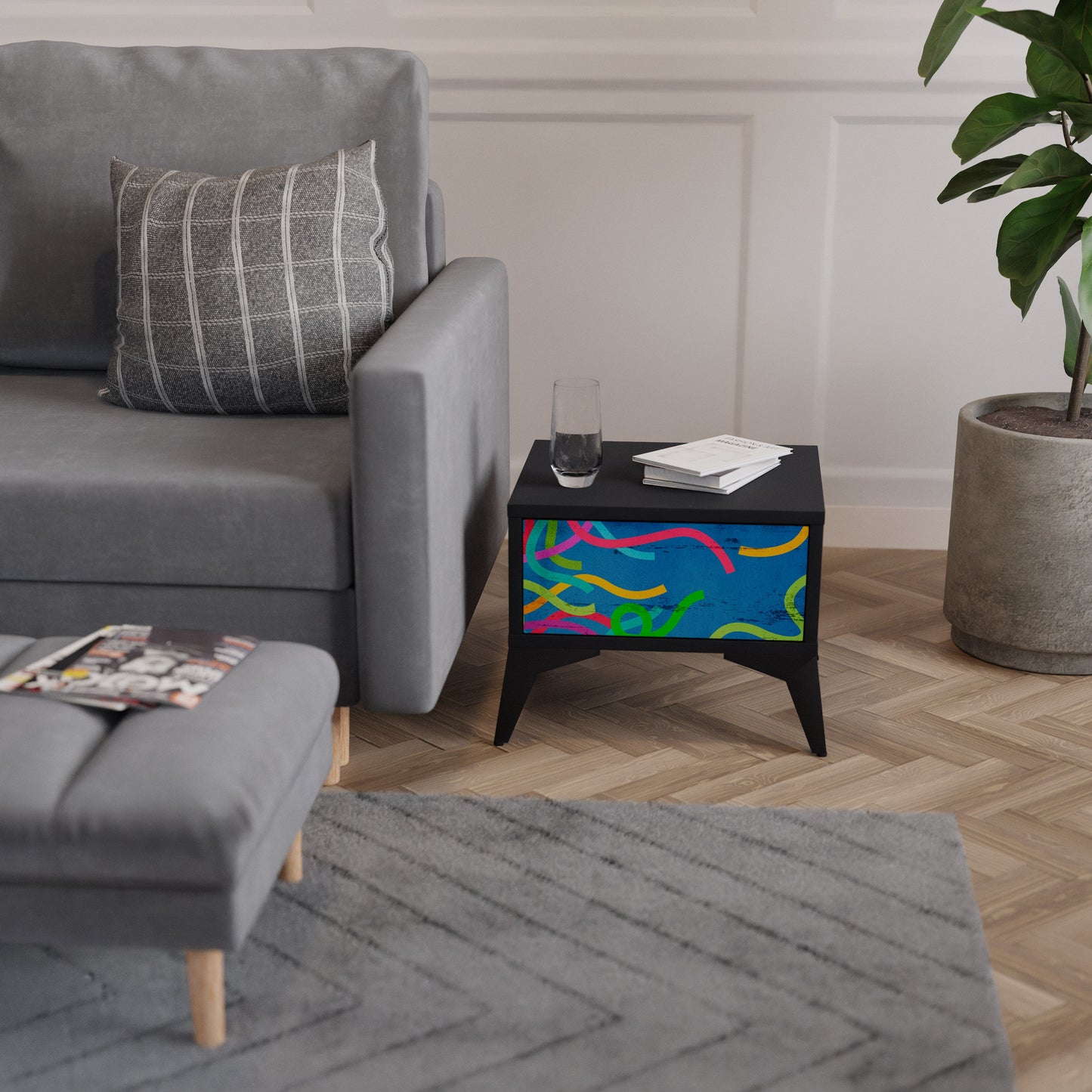 STREAMER TANGLE Nattduksbord i svart finish