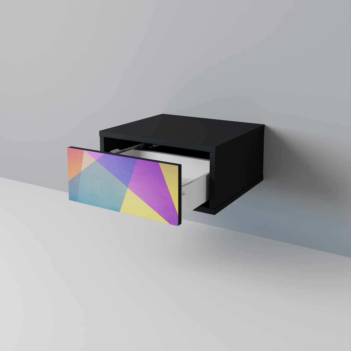 LJUS GEOMETRISK Sängbord i svart finish