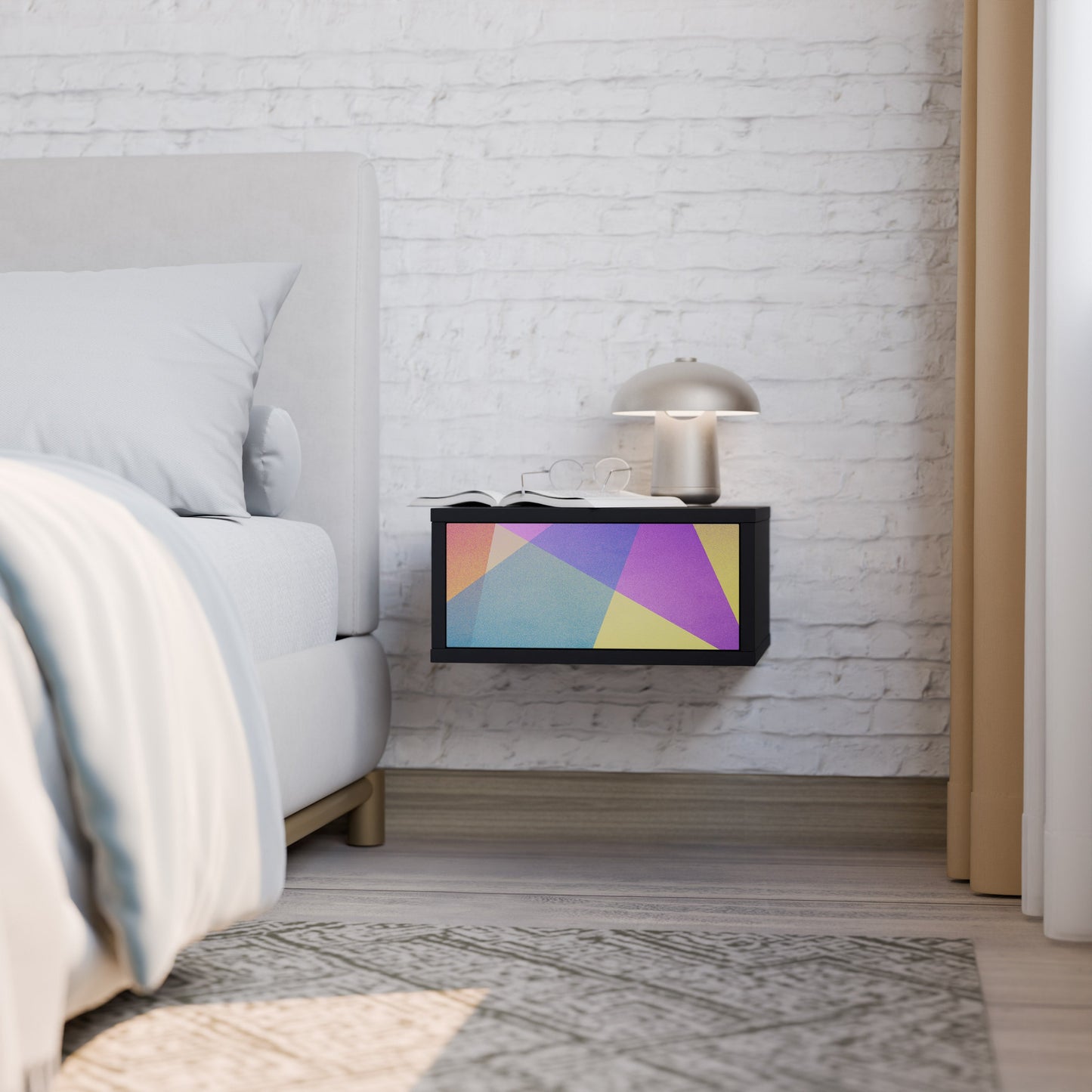 LJUS GEOMETRISK Sängbord i svart finish