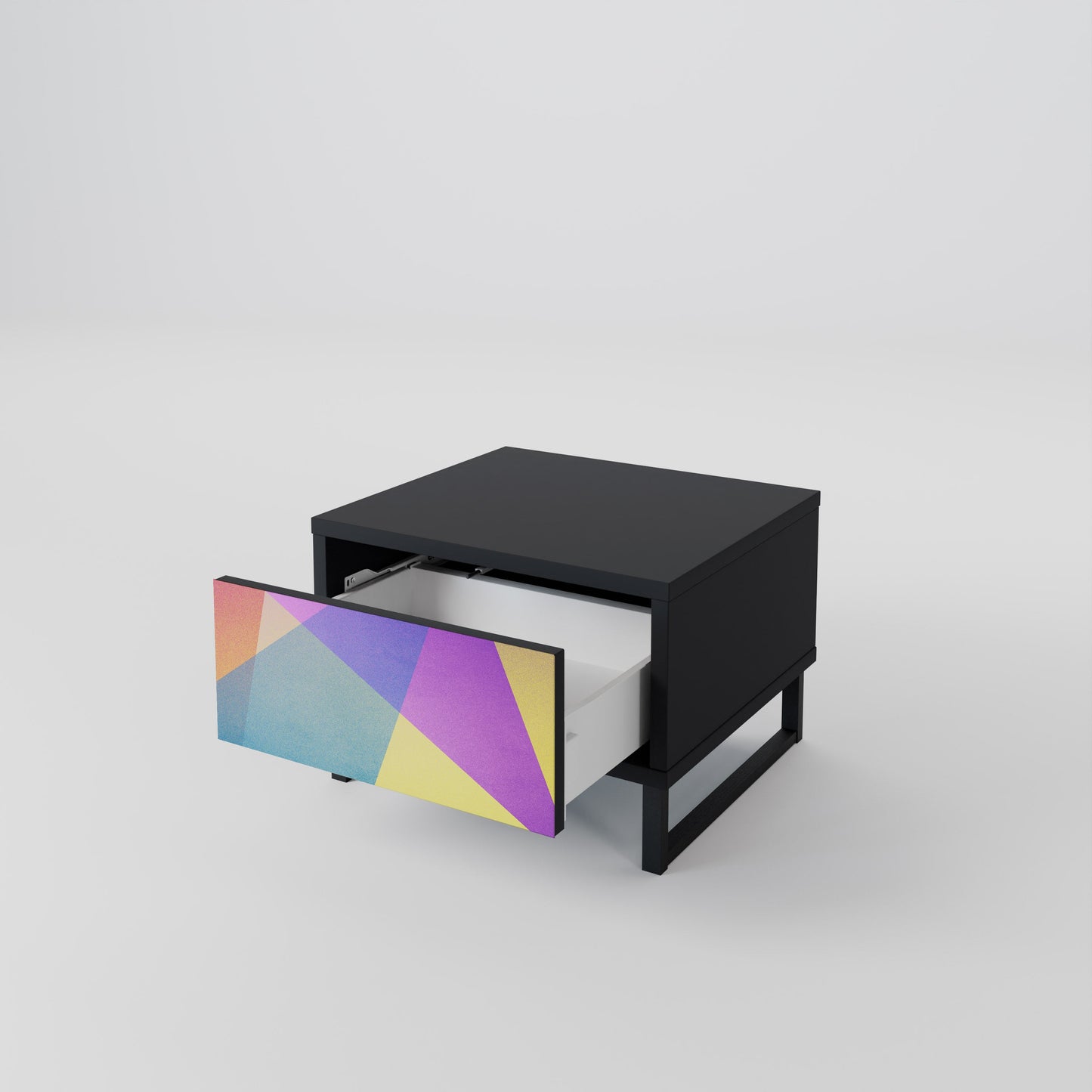 LJUS GEOMETRISK Sängbord i svart finish