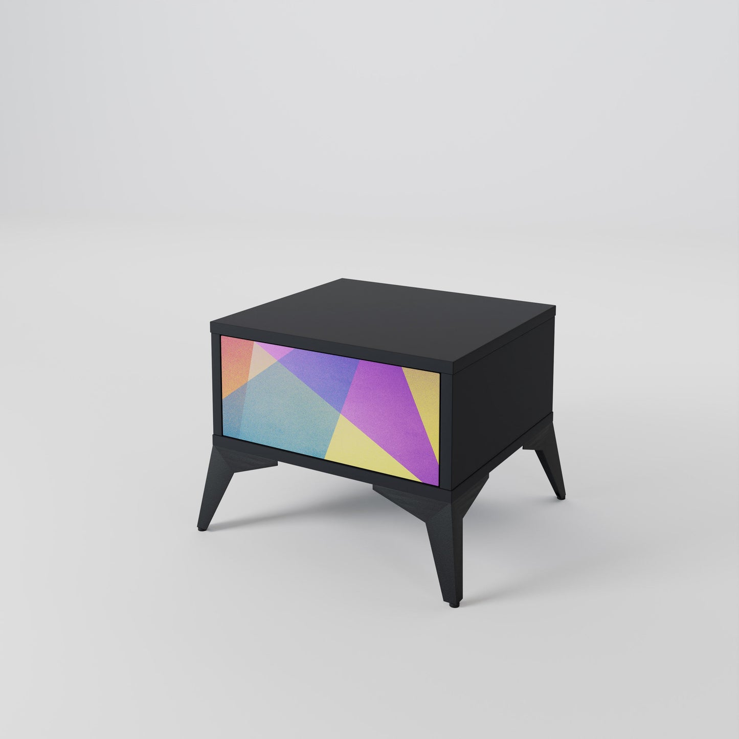 LJUS GEOMETRISK Sängbord i svart finish