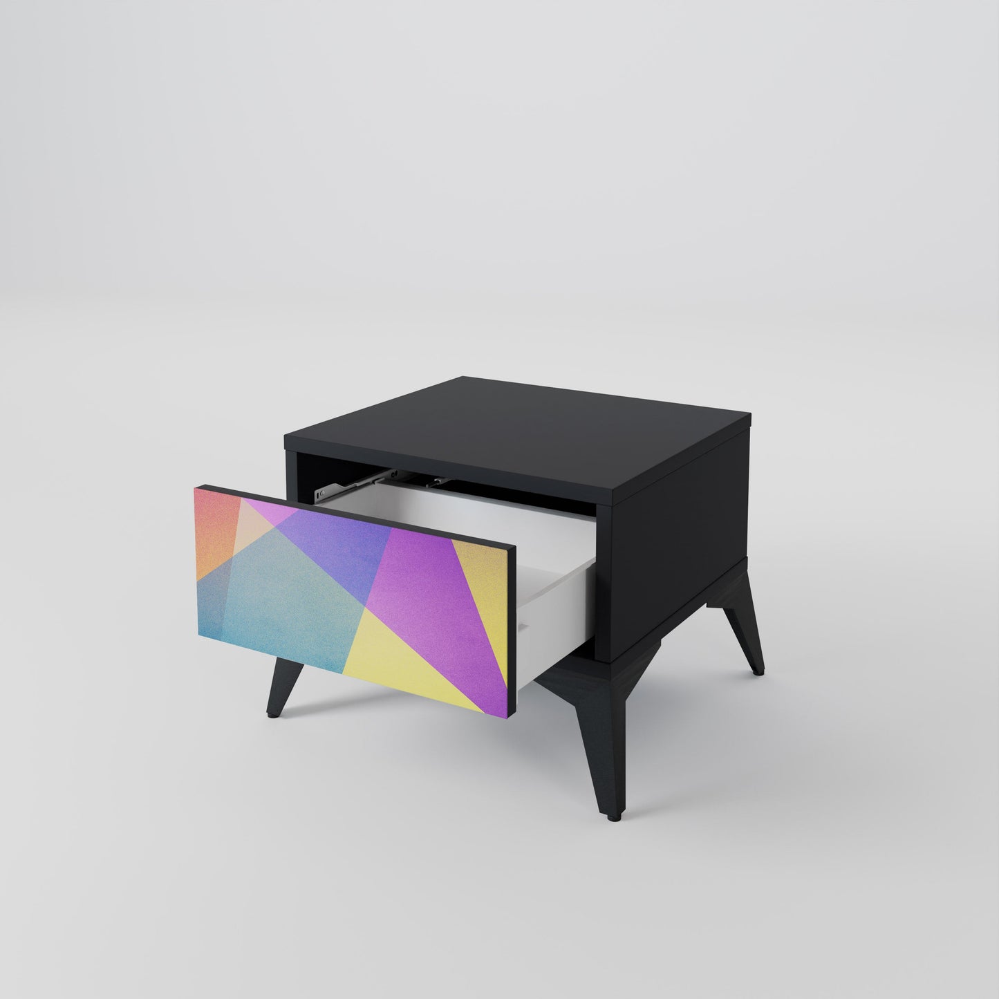 LJUS GEOMETRISK Sängbord i svart finish