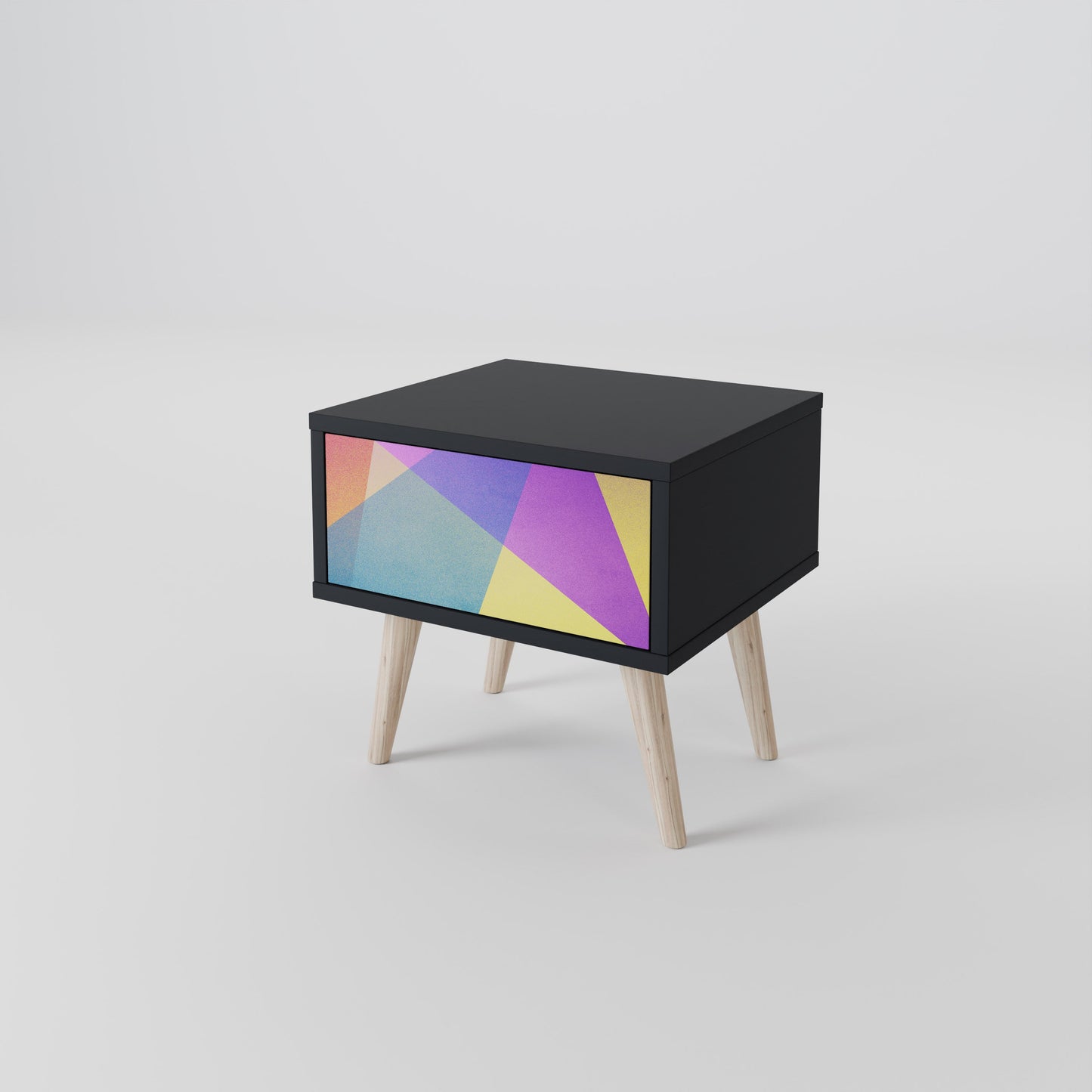 LJUS GEOMETRISK Sängbord i svart finish