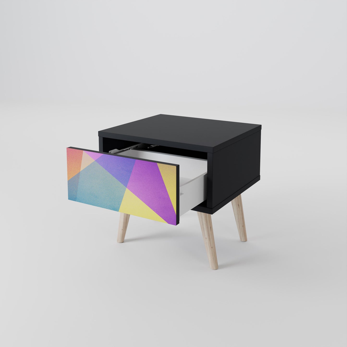LJUS GEOMETRISK Sängbord i svart finish