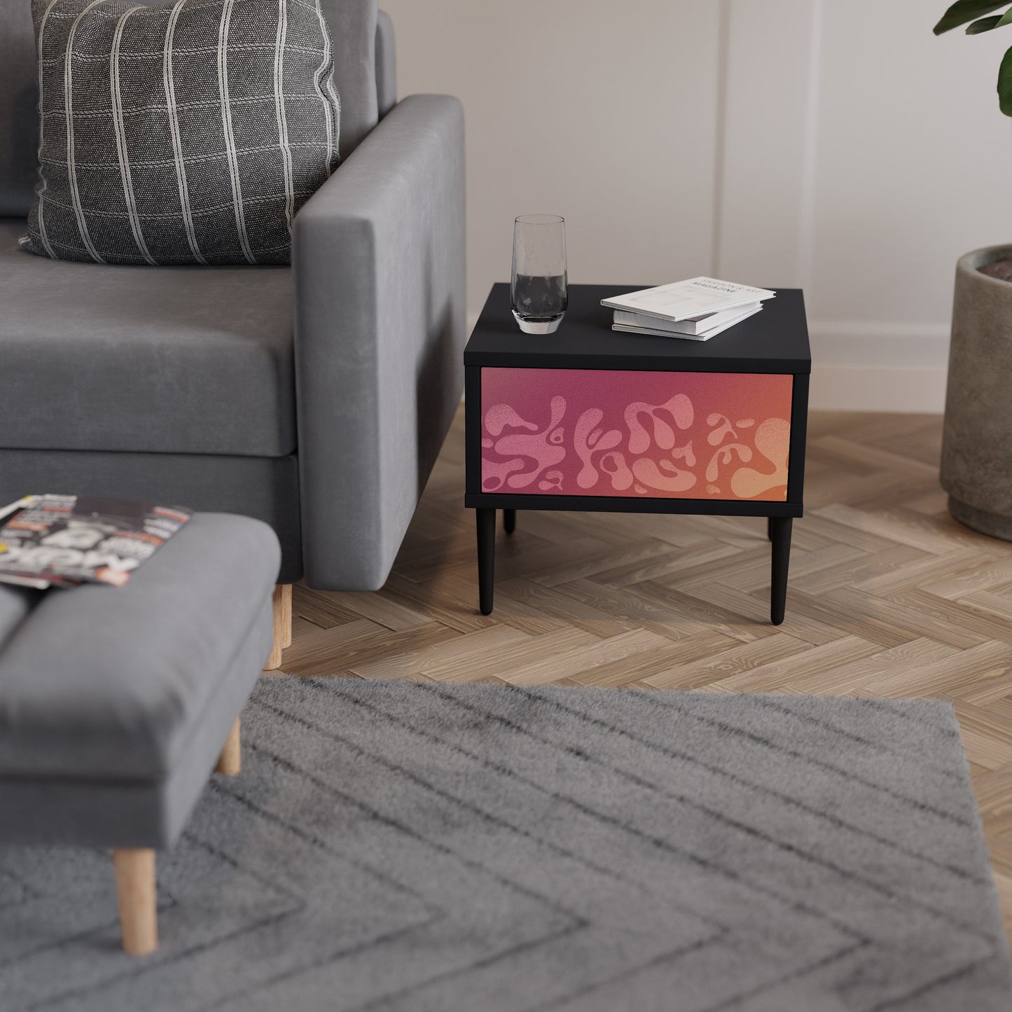 IRREGULAR ROSA Nattduksbord i svart finish