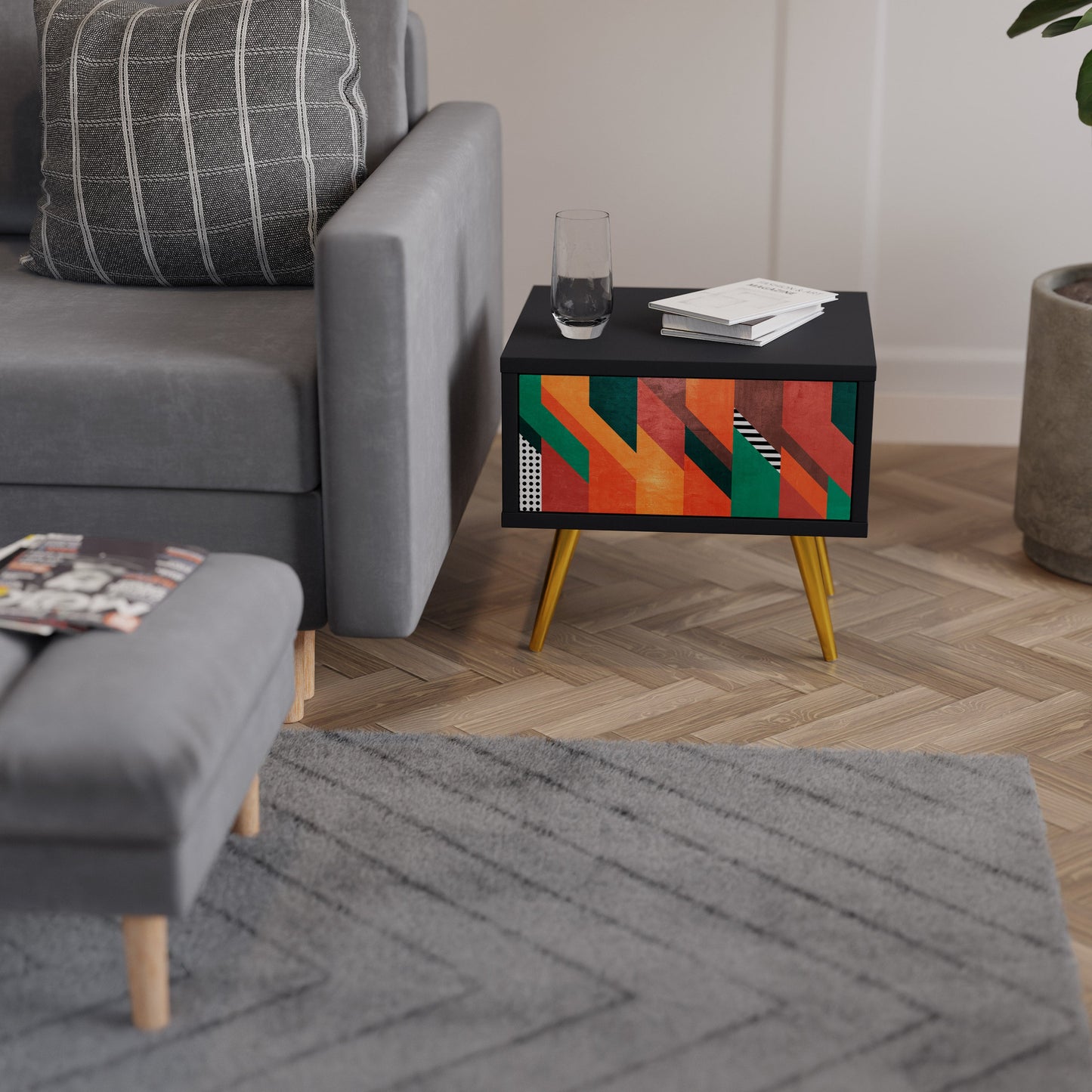 MAKESHIFFT ARTISTRY Nattduksbord i svart finish