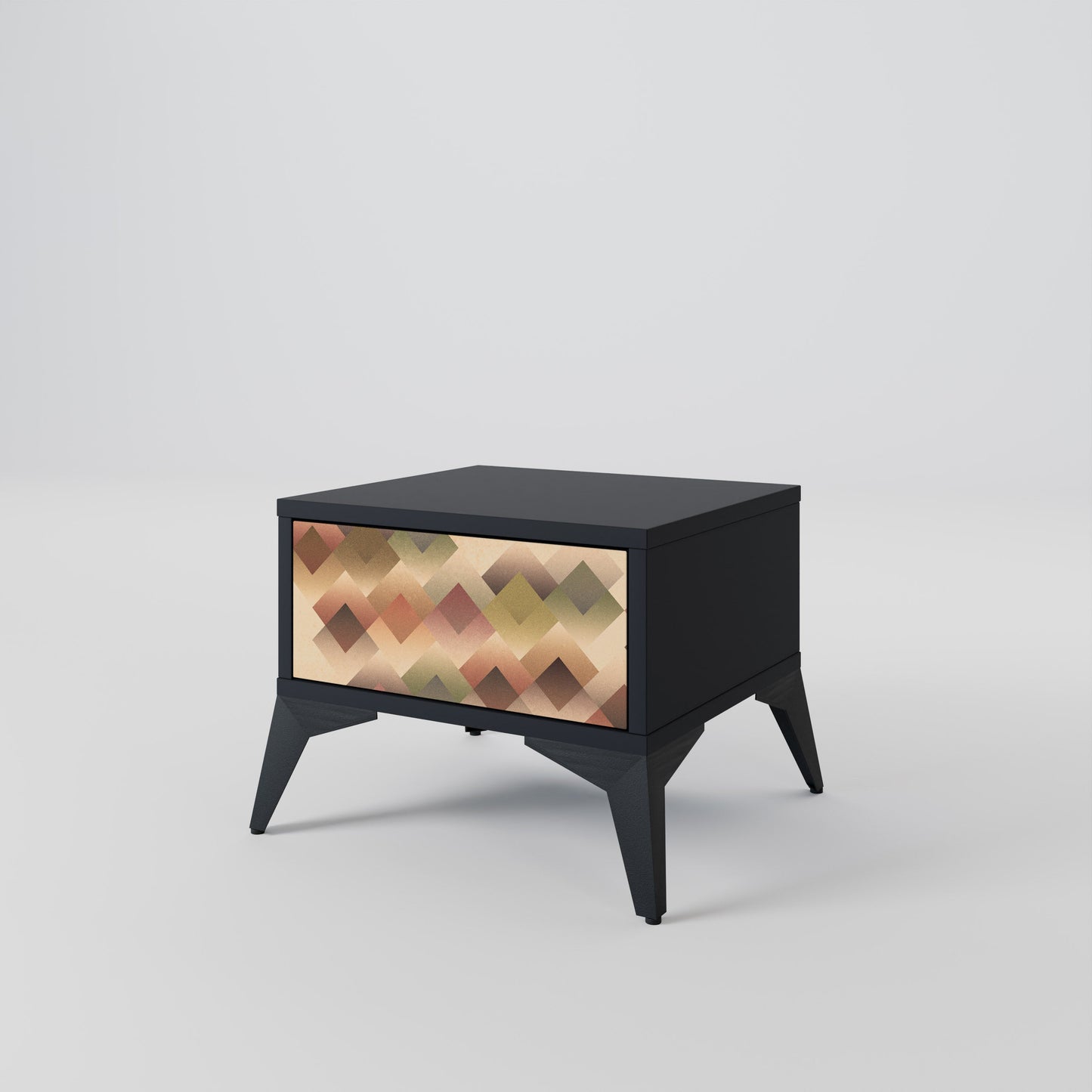 GEOMETRISK FUSION Nattduksbord i svart finish