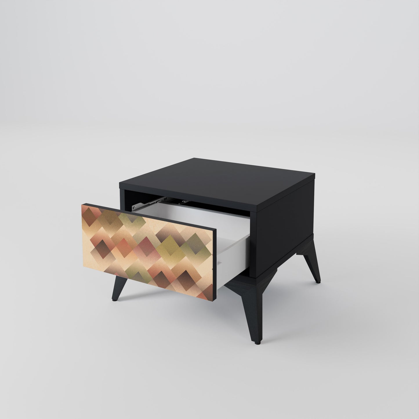 GEOMETRISK FUSION Nattduksbord i svart finish