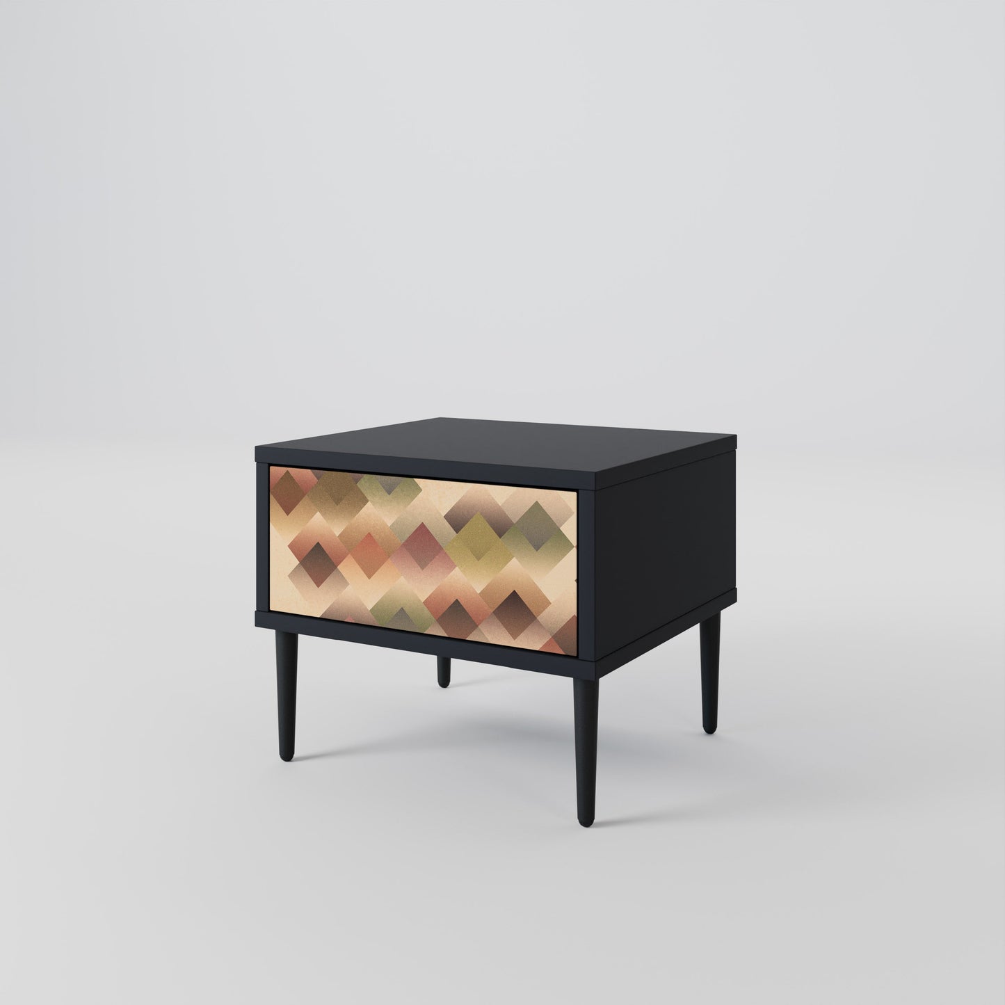 GEOMETRISK FUSION Nattduksbord i svart finish