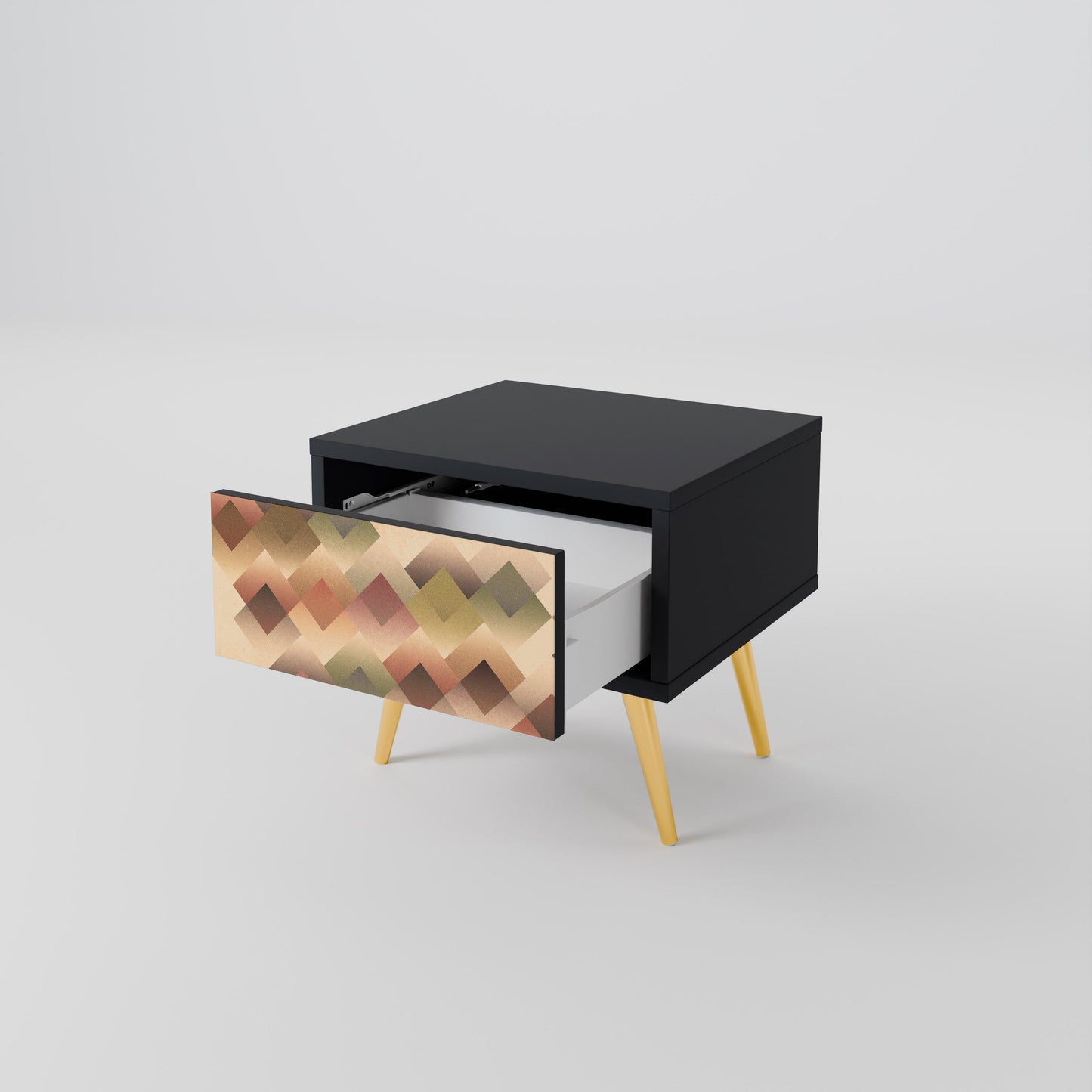 GEOMETRISK FUSION Nattduksbord i svart finish