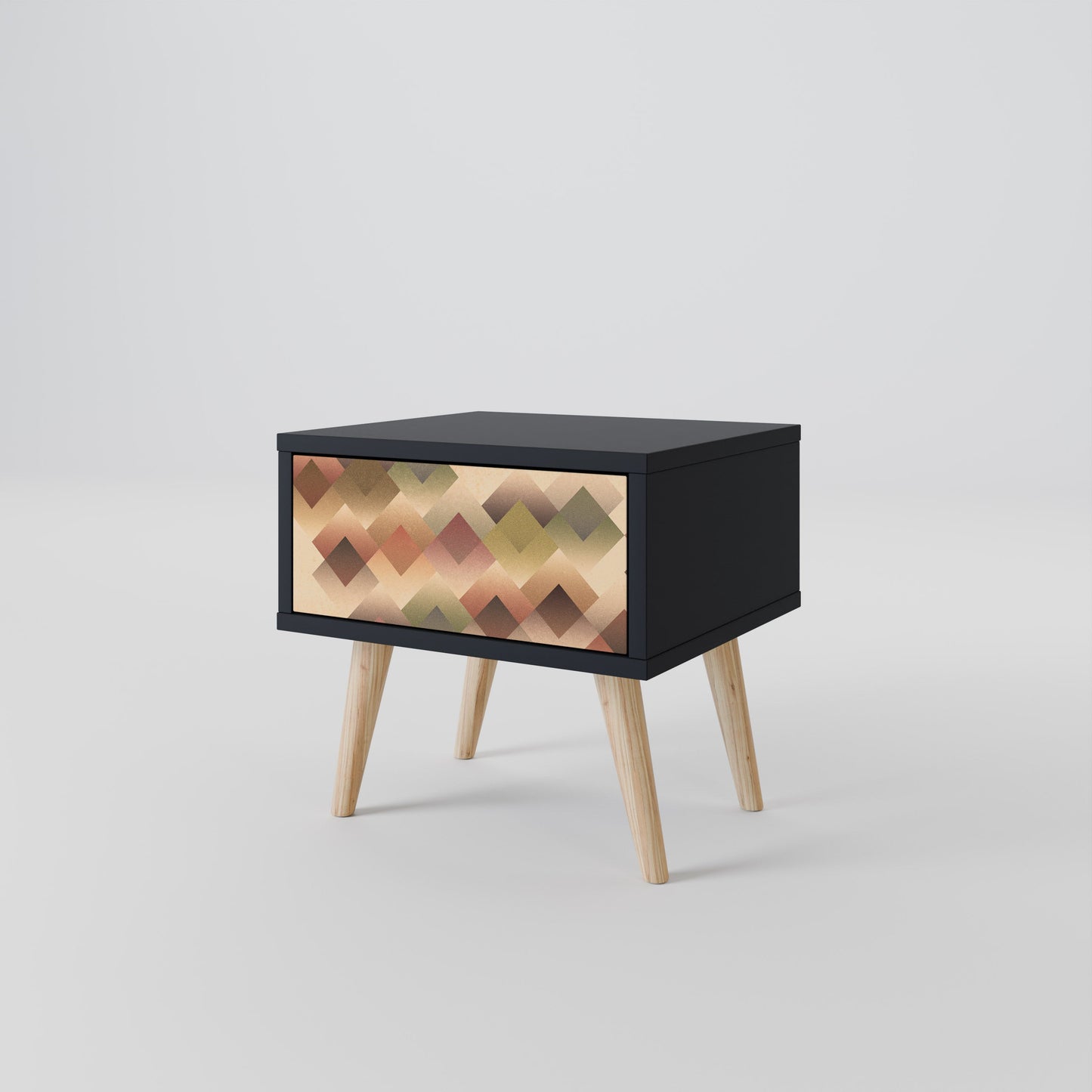 GEOMETRISK FUSION Nattduksbord i svart finish