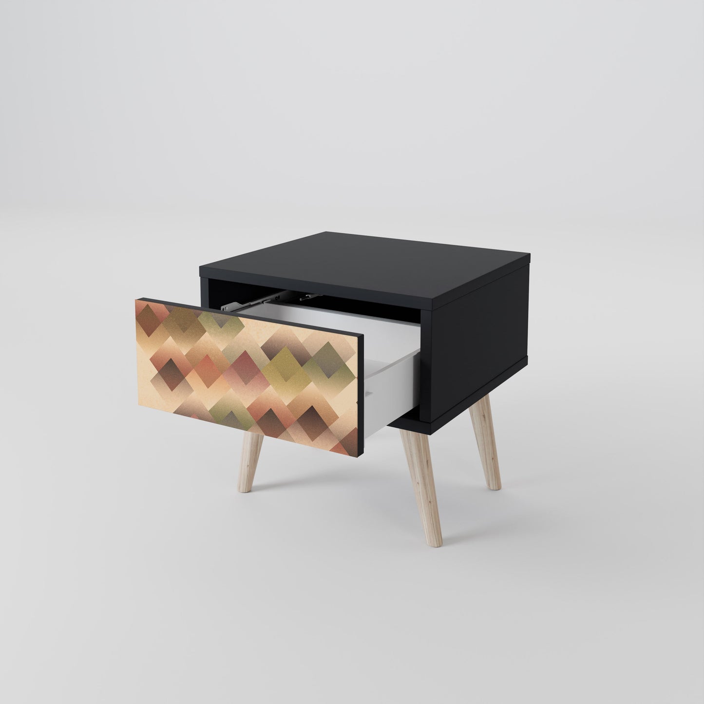 GEOMETRISK FUSION Nattduksbord i svart finish