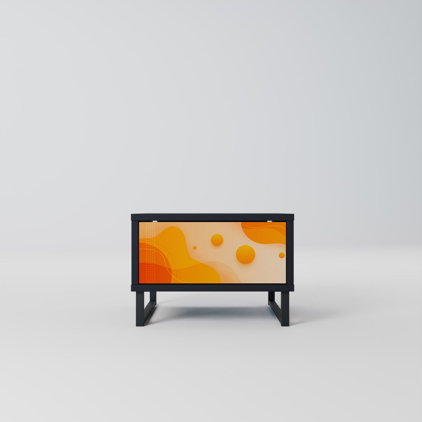 ORANGE SIDORÄTTNING Nattduksbord i svart finish