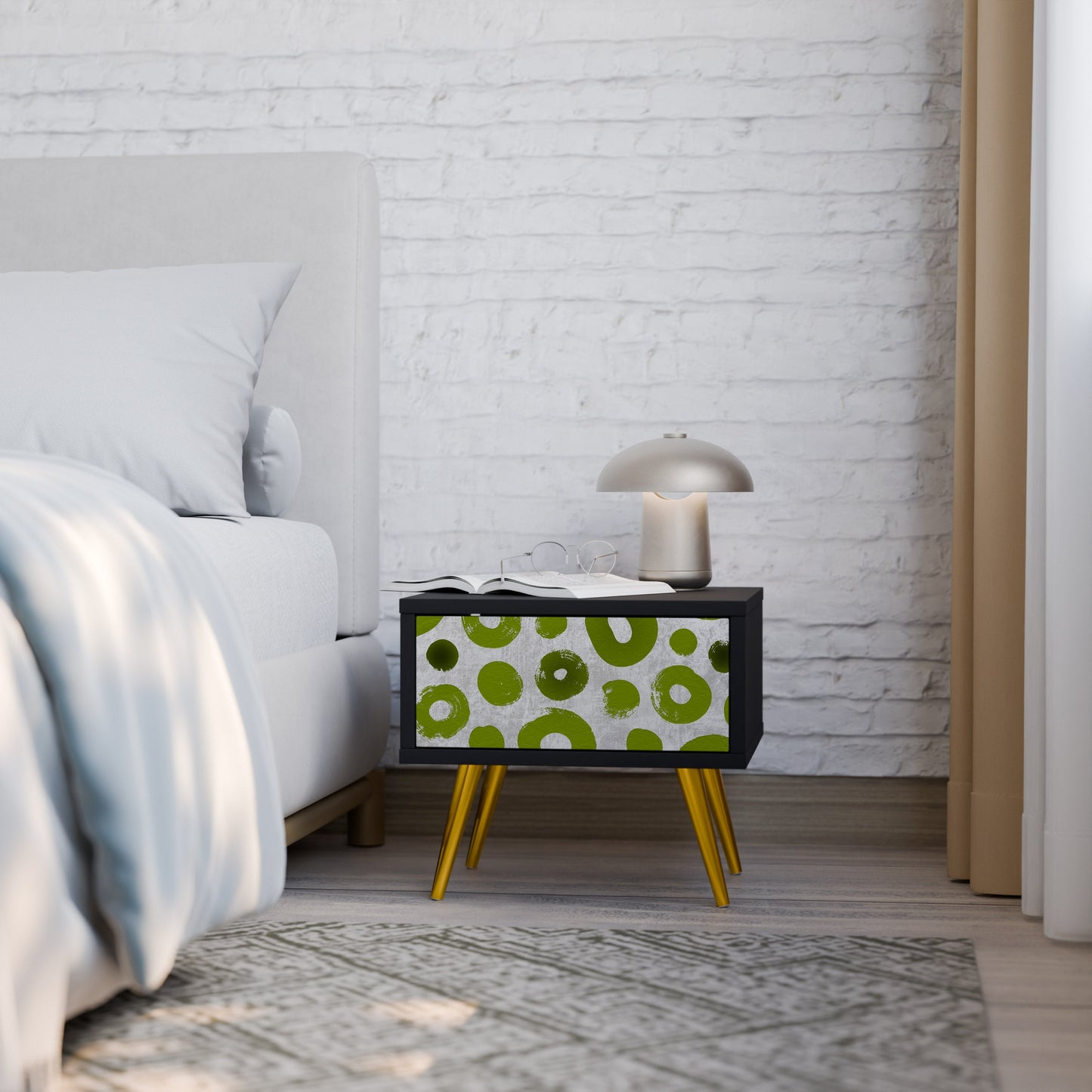 GREEN RHAPSODY Nightstand in Black Finish