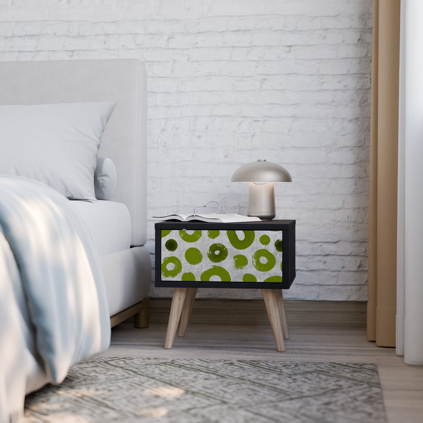 GREEN RHAPSODY Nightstand in Black Finish