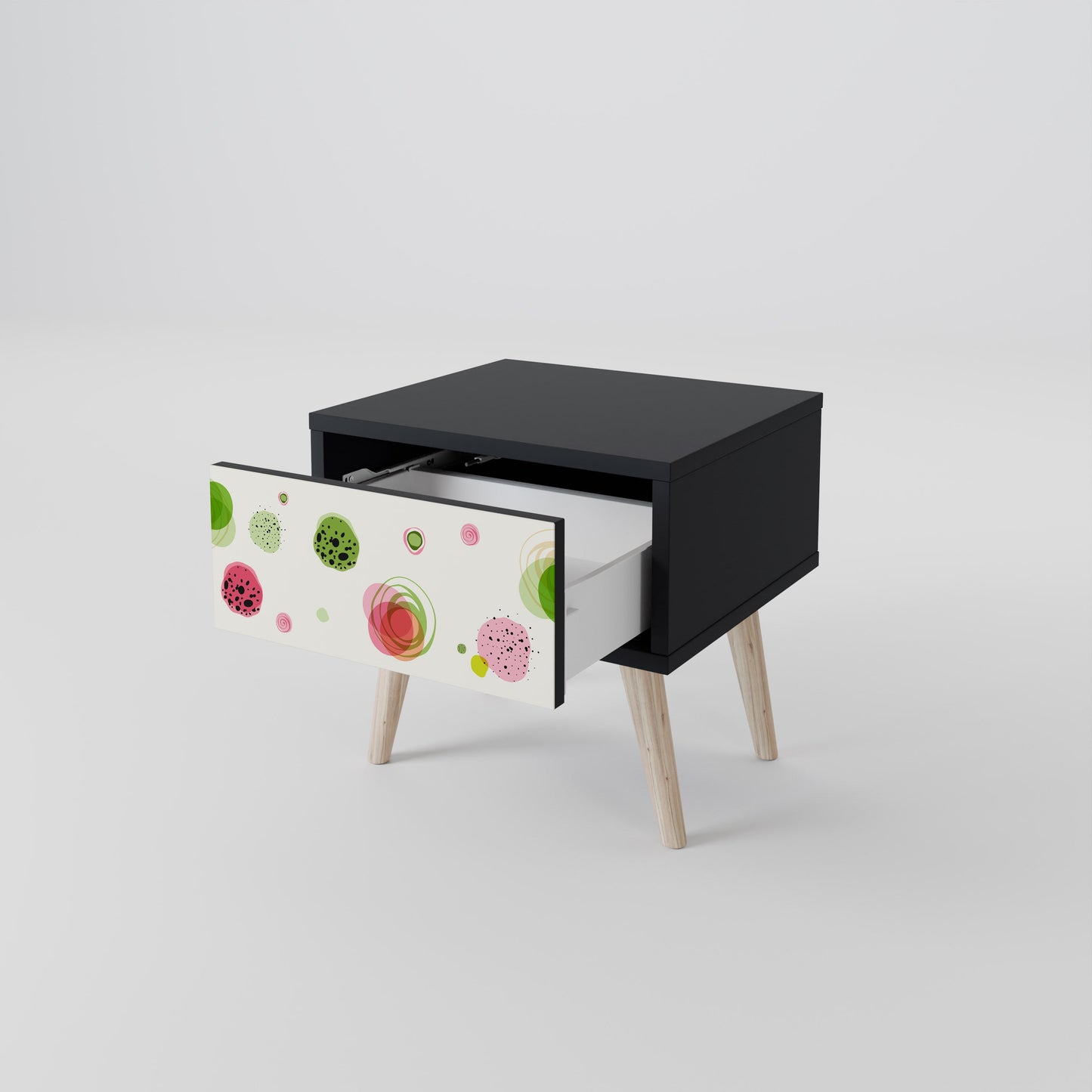 COLORFUL COSMOS Nightstand in Black Finish