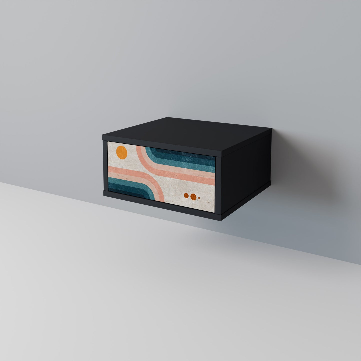 TWO HALVES Nightstand in Black Finish