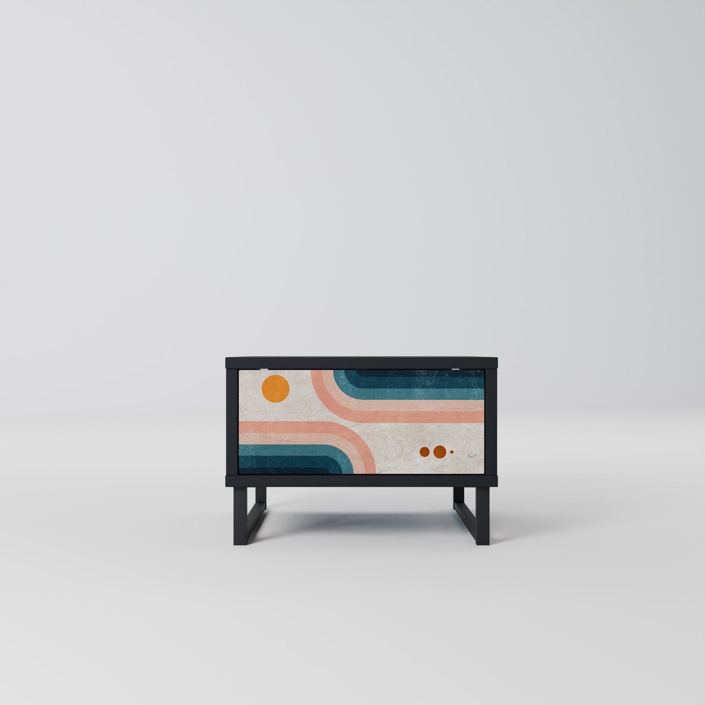 TWO HALVES Nightstand in Black Finish