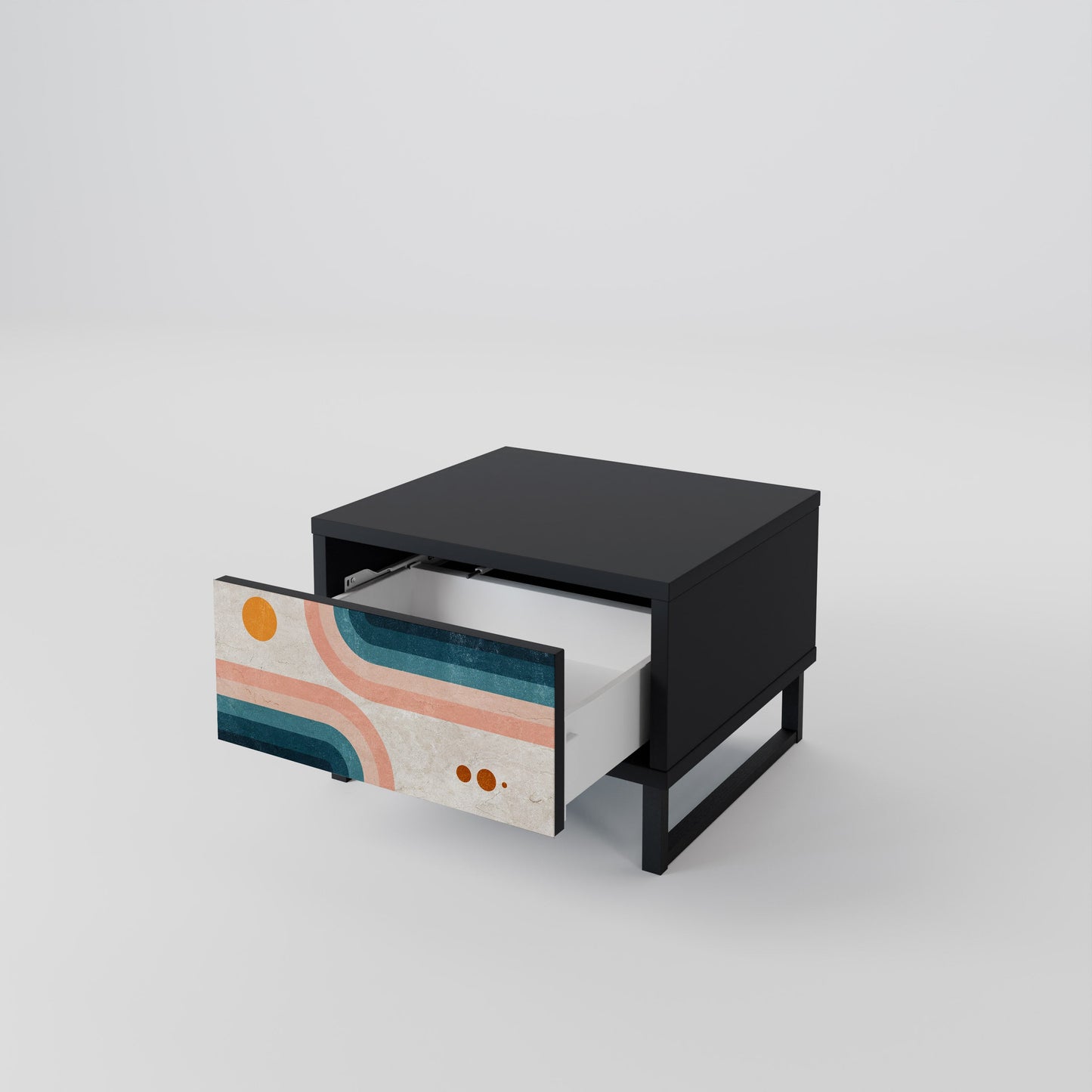 TWO HALVES Nightstand in Black Finish
