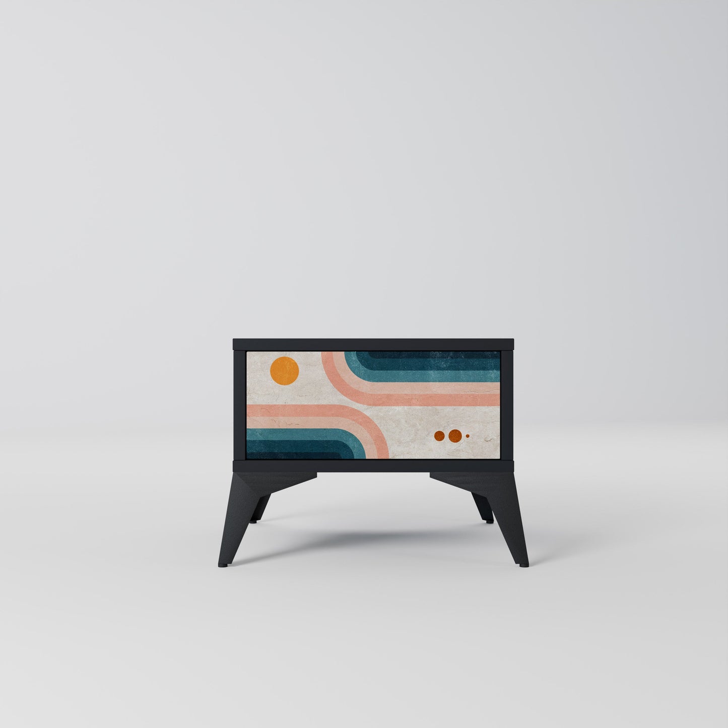TWO HALVES Nightstand in Black Finish