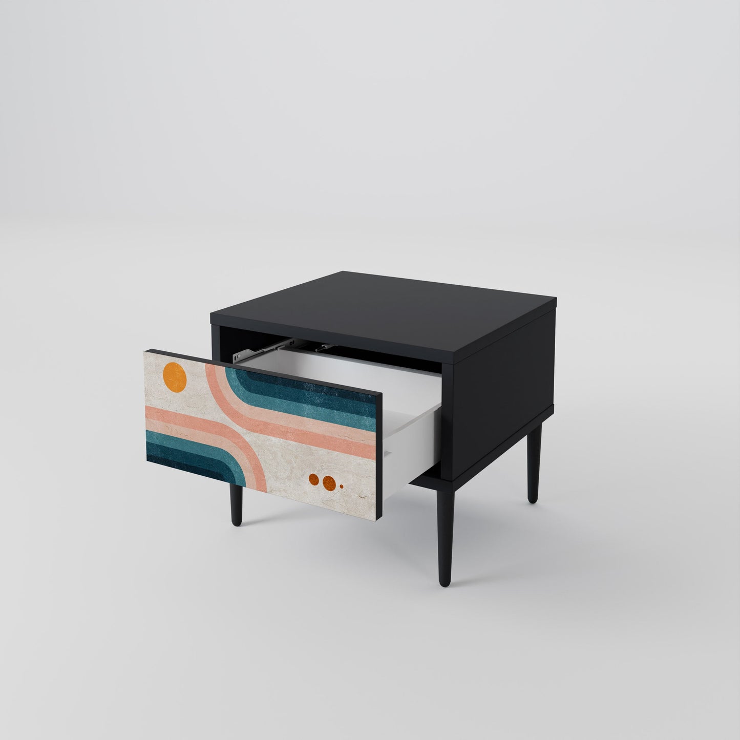 TWO HALVES Nightstand in Black Finish