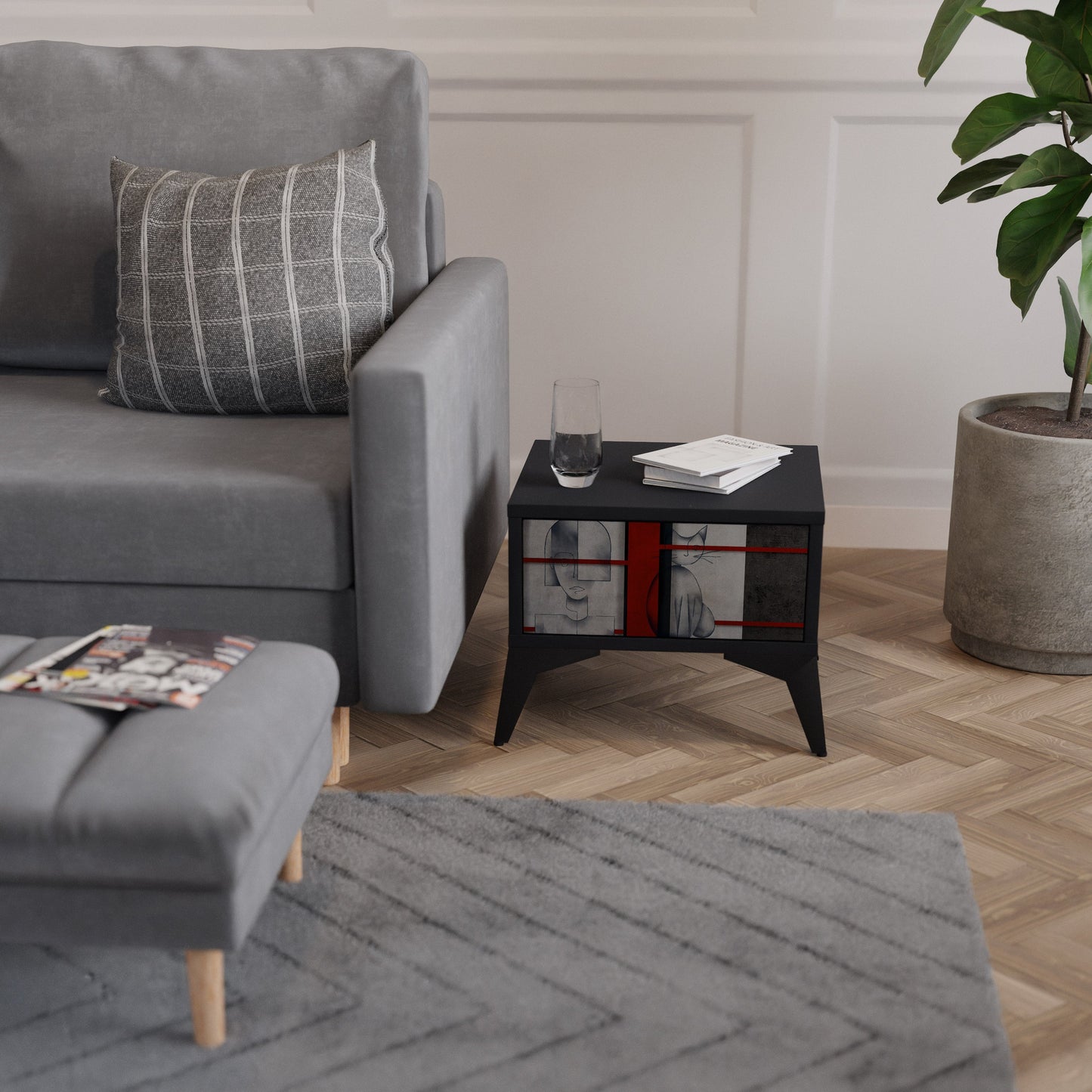 GRAY FIGURES Nightstand in Black Finish