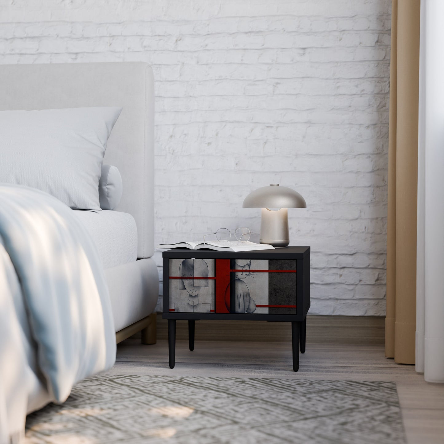 GRAY FIGURES Nightstand in Black Finish