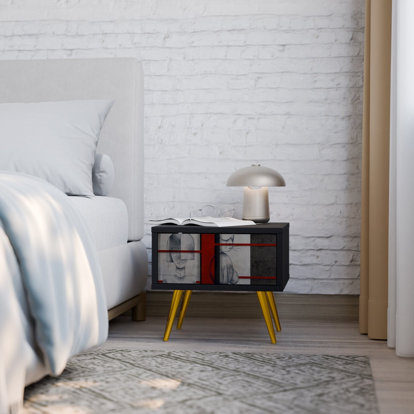 GRAY FIGURES Nightstand in Black Finish