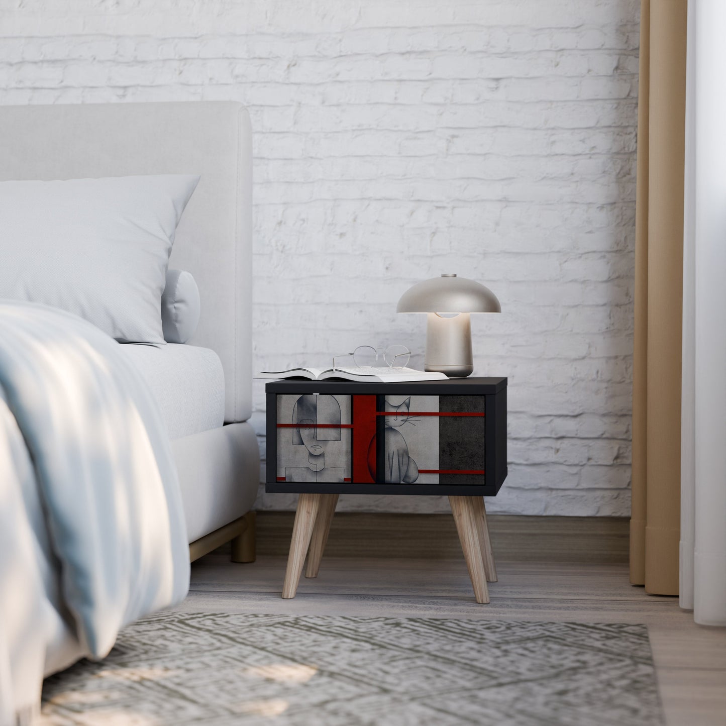 GRAY FIGURES Nightstand in Black Finish