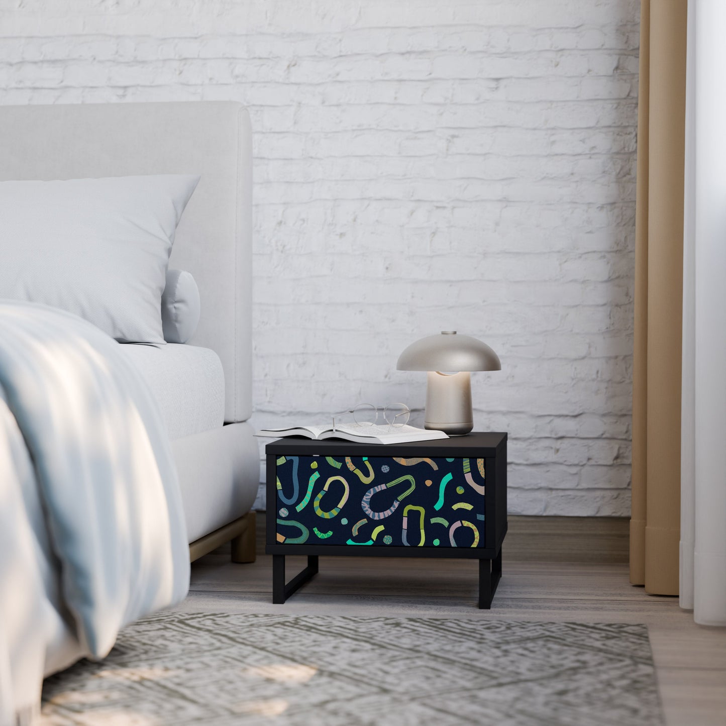 CONTRAST DANCE Nightstand in Black Finish
