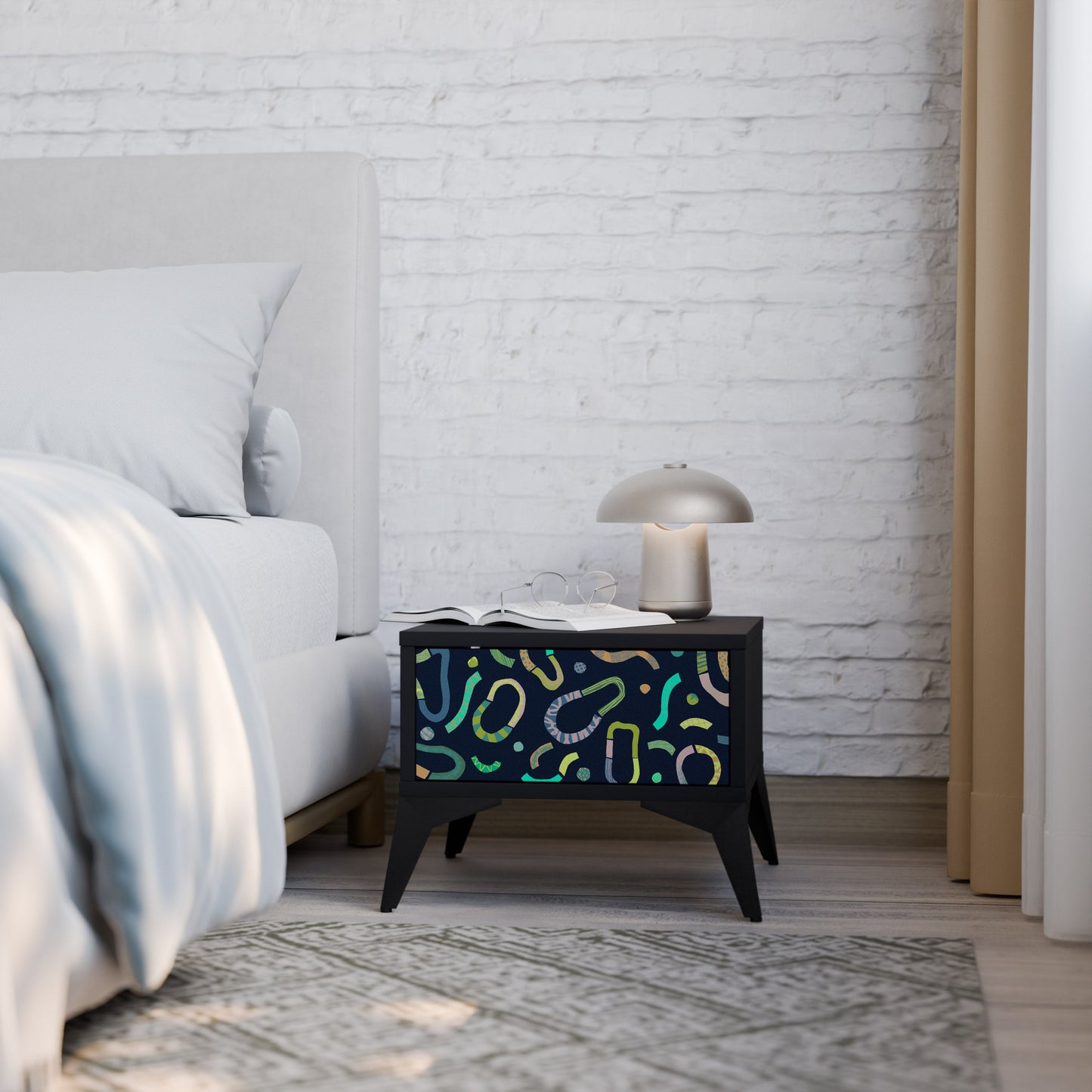 CONTRAST DANCE Nightstand in Black Finish