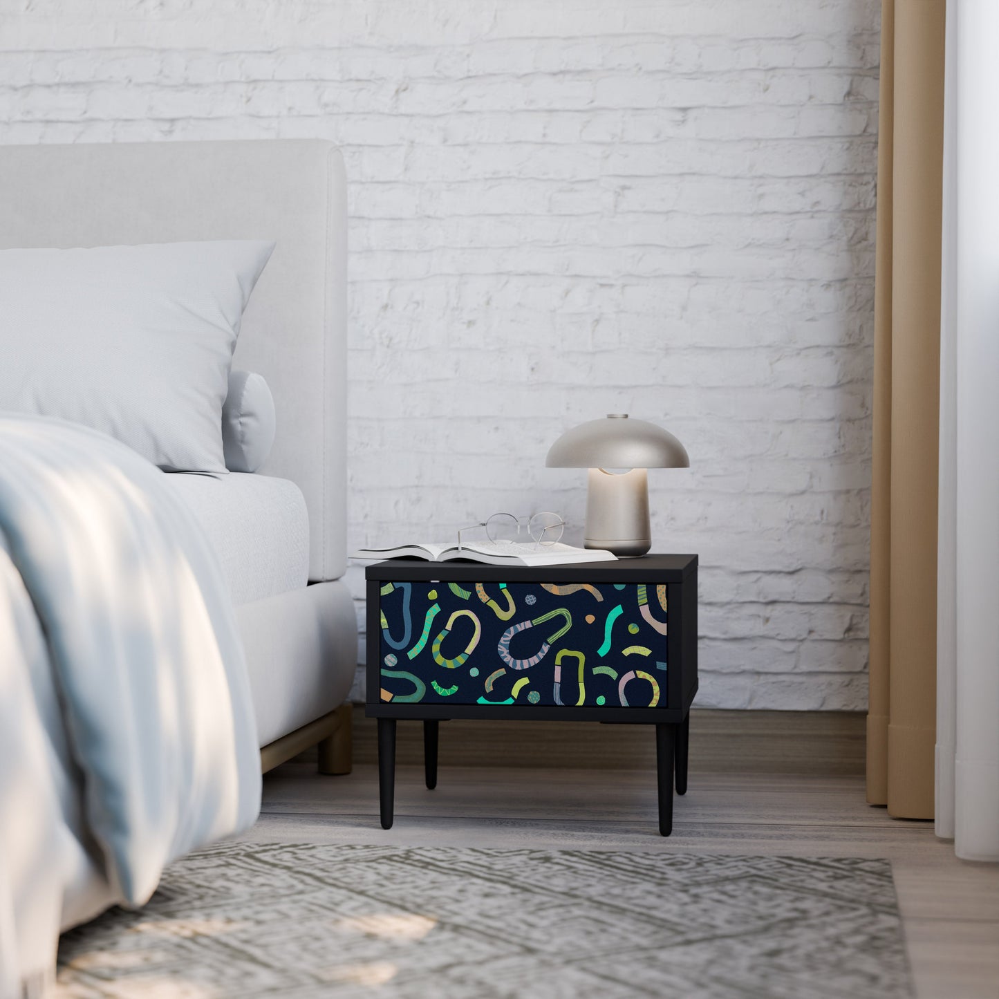 CONTRAST DANCE Nightstand in Black Finish
