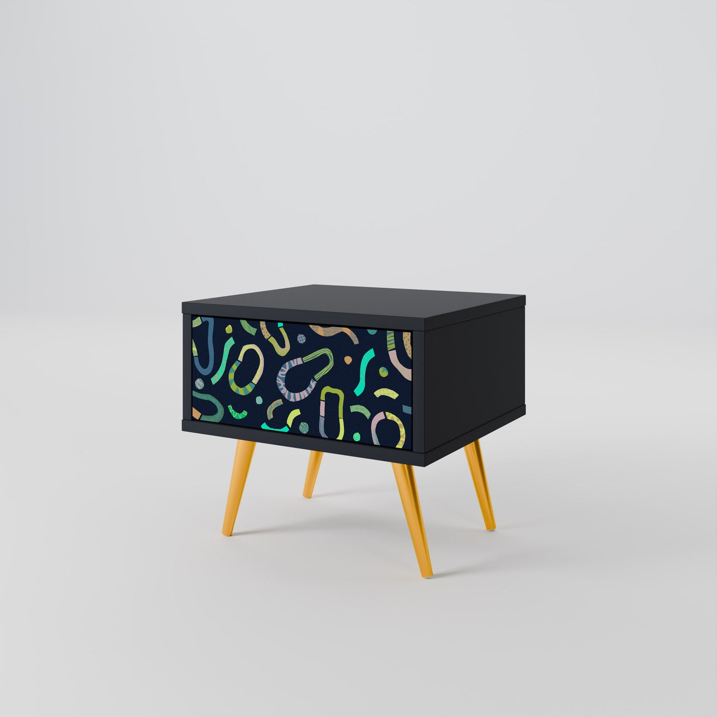 CONTRAST DANCE Nightstand in Black Finish