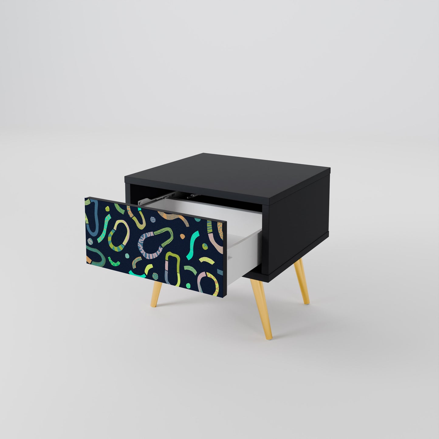 CONTRAST DANCE Nightstand in Black Finish