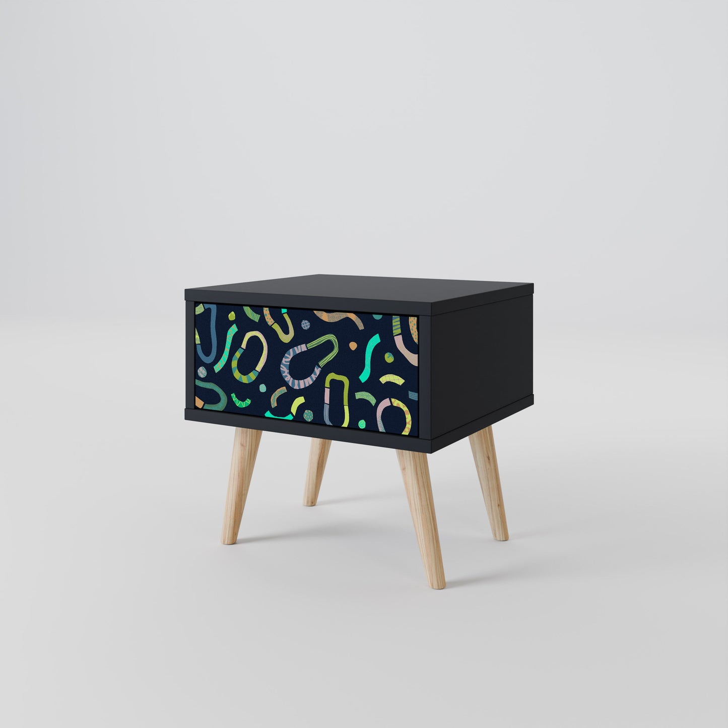 CONTRAST DANCE Nightstand in Black Finish