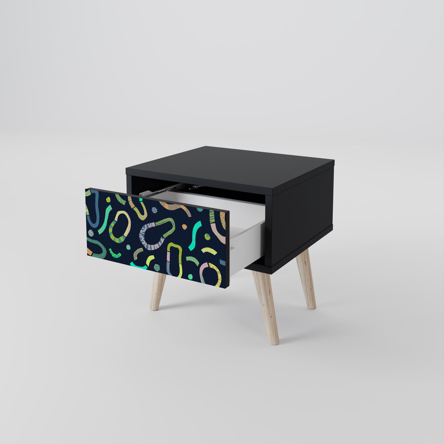 CONTRAST DANCE Nightstand in Black Finish