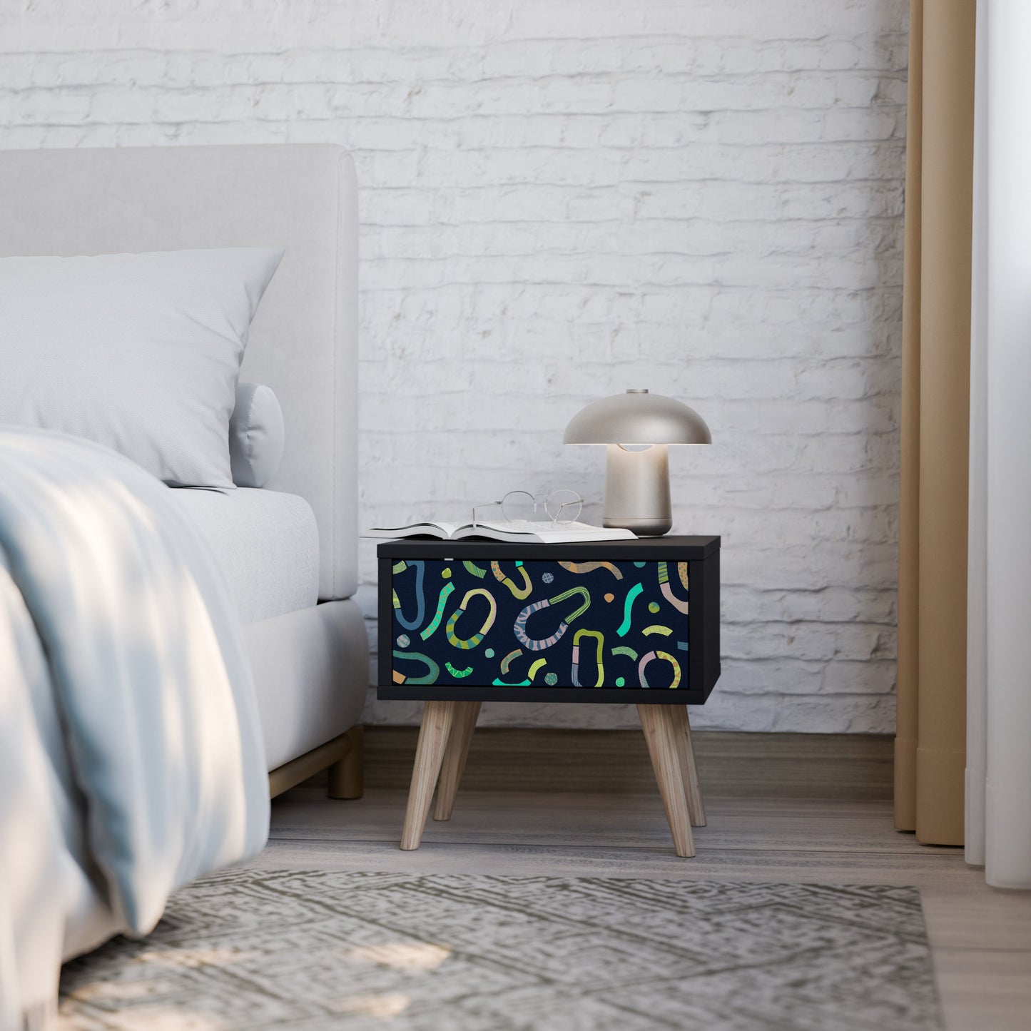 CONTRAST DANCE Nightstand in Black Finish