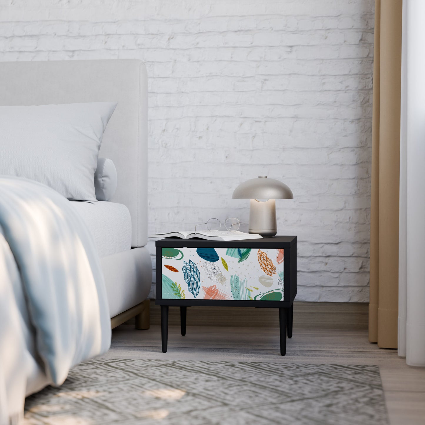 BOTANICAL HURRICANE Nightstand in Black Finish