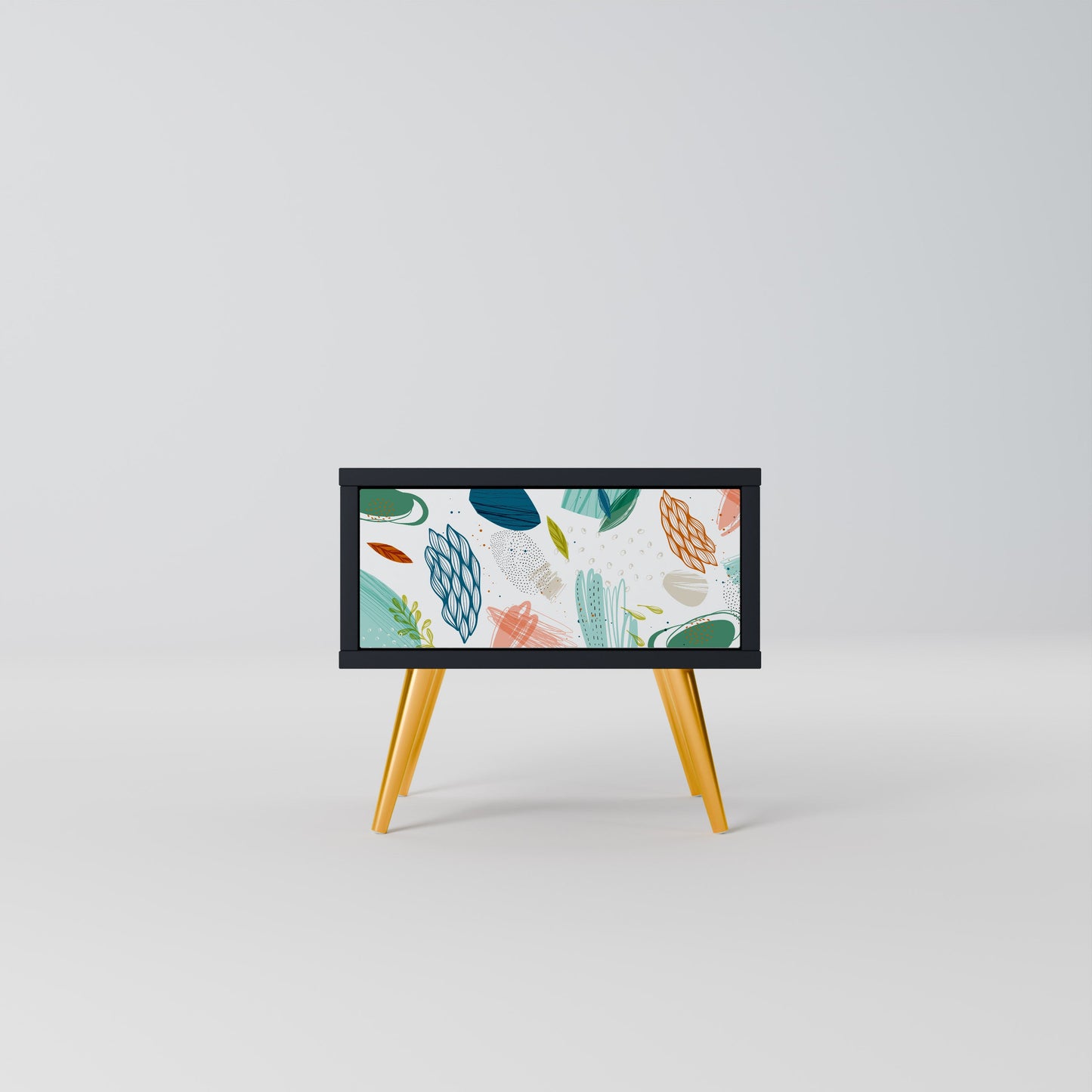 BOTANICAL HURRICANE Nightstand in Black Finish